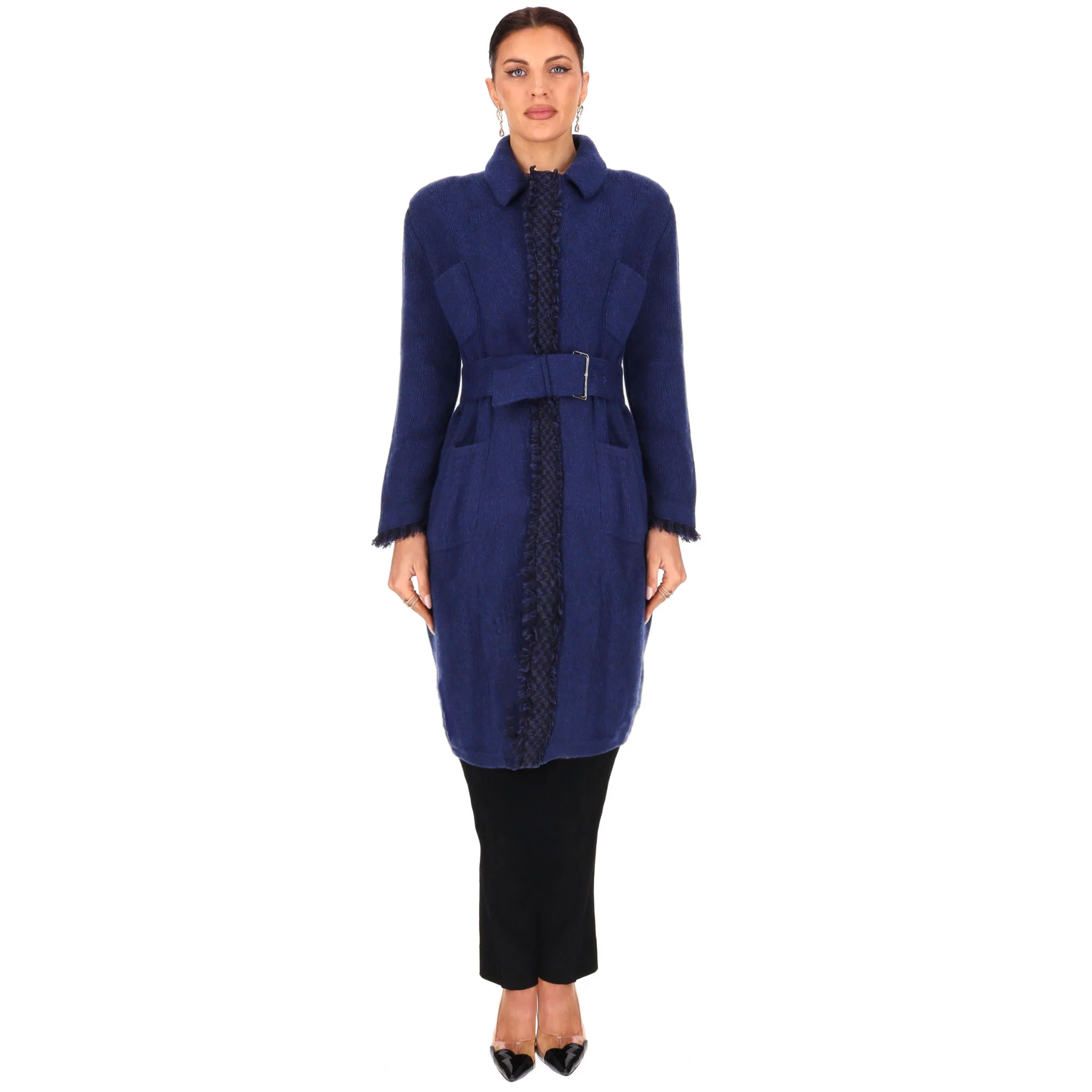 Chanel 'Gabrielle Coco' Embroidered Belted Cashmere Coat. Size 38FR - Image 3