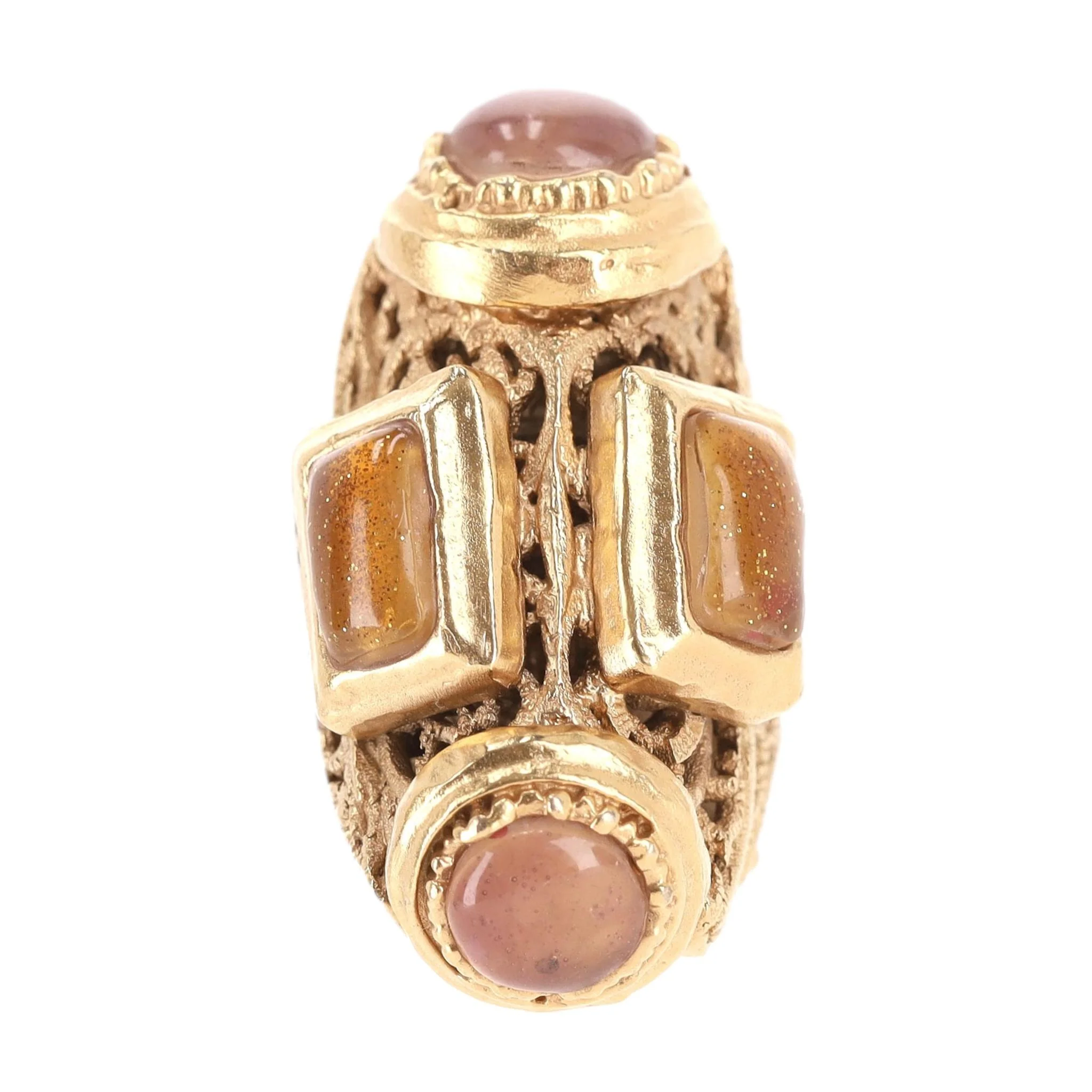 Chanel 24k Gold Plated Gripoix Cabouchon Cruise Collection Ring - Image 2