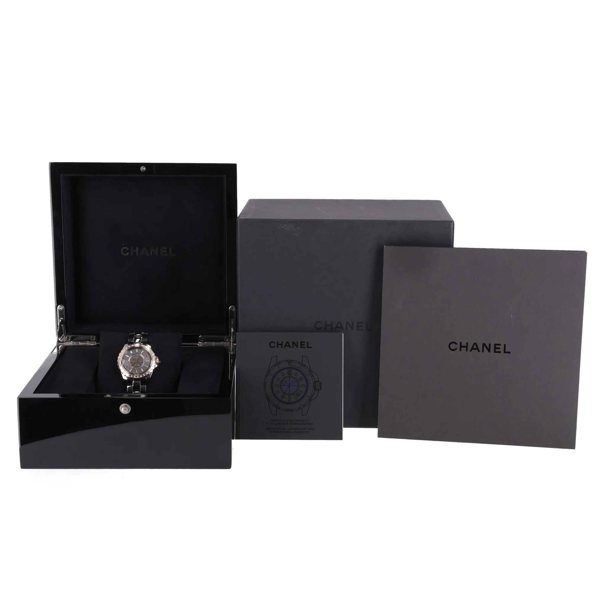 Chanel 18k Rose Gold, Ceramic & Baguette Diamond J12 Automatic Watch - High End Jewellery Collection - Image 3