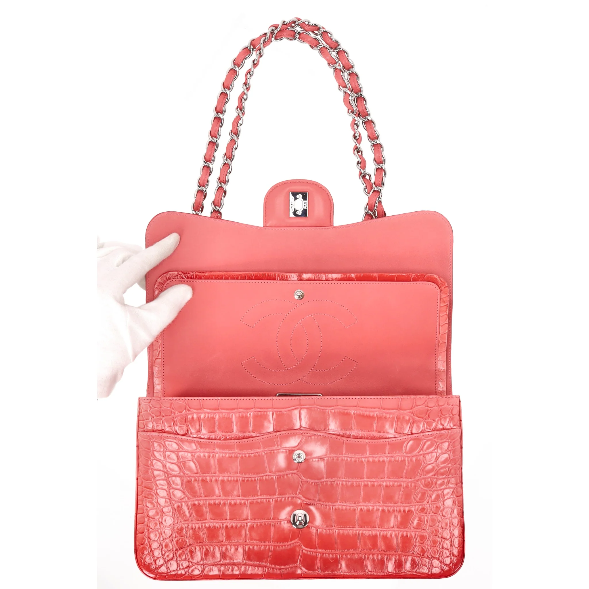 Chanel Jumbo Matte Ombre Alligator Timeless Double Flap Bag - Image 4