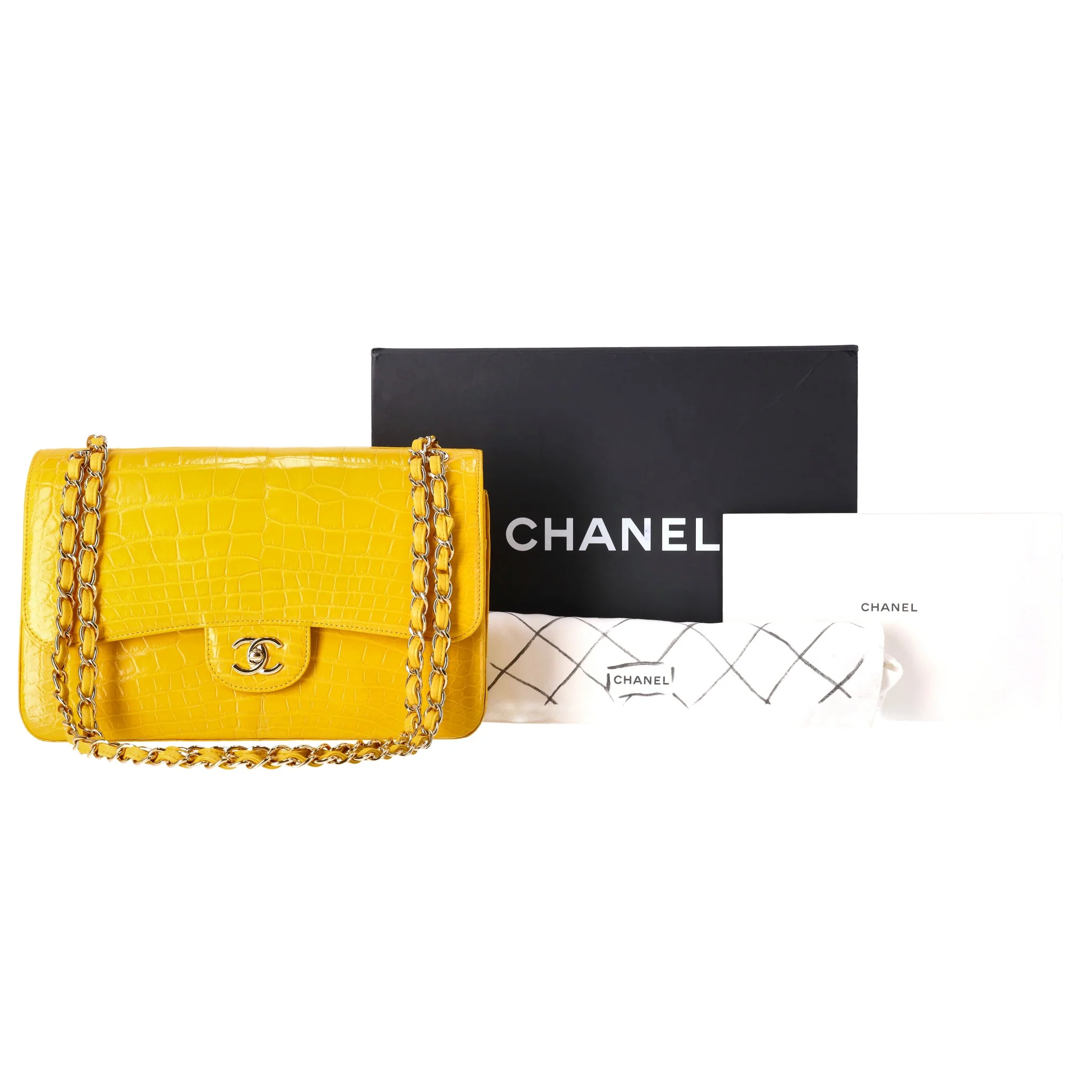 Chanel Jumbo Shiny Alligator Skin Timeless Double Flap Bag - Image 2