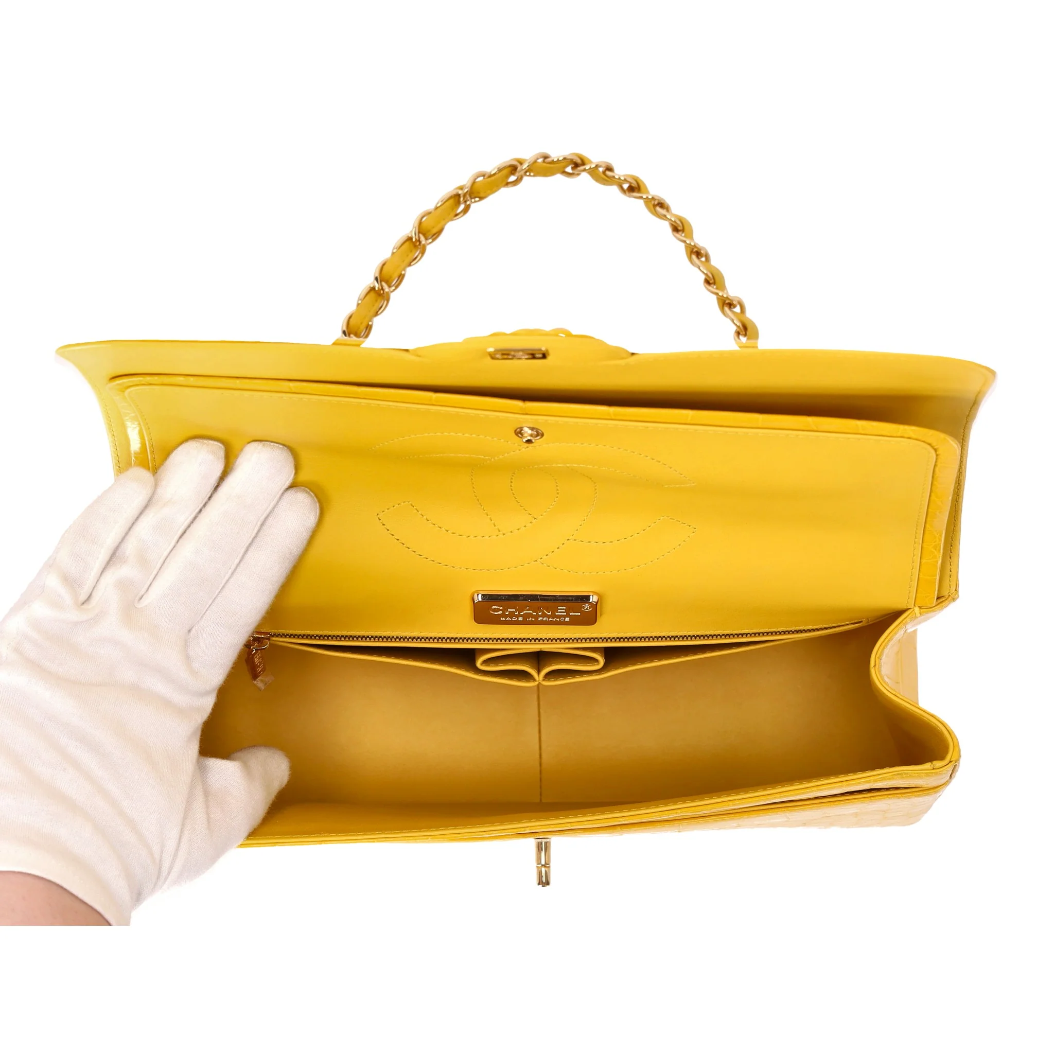 Chanel Jumbo Shiny Alligator Skin Timeless Double Flap Bag - Image 7