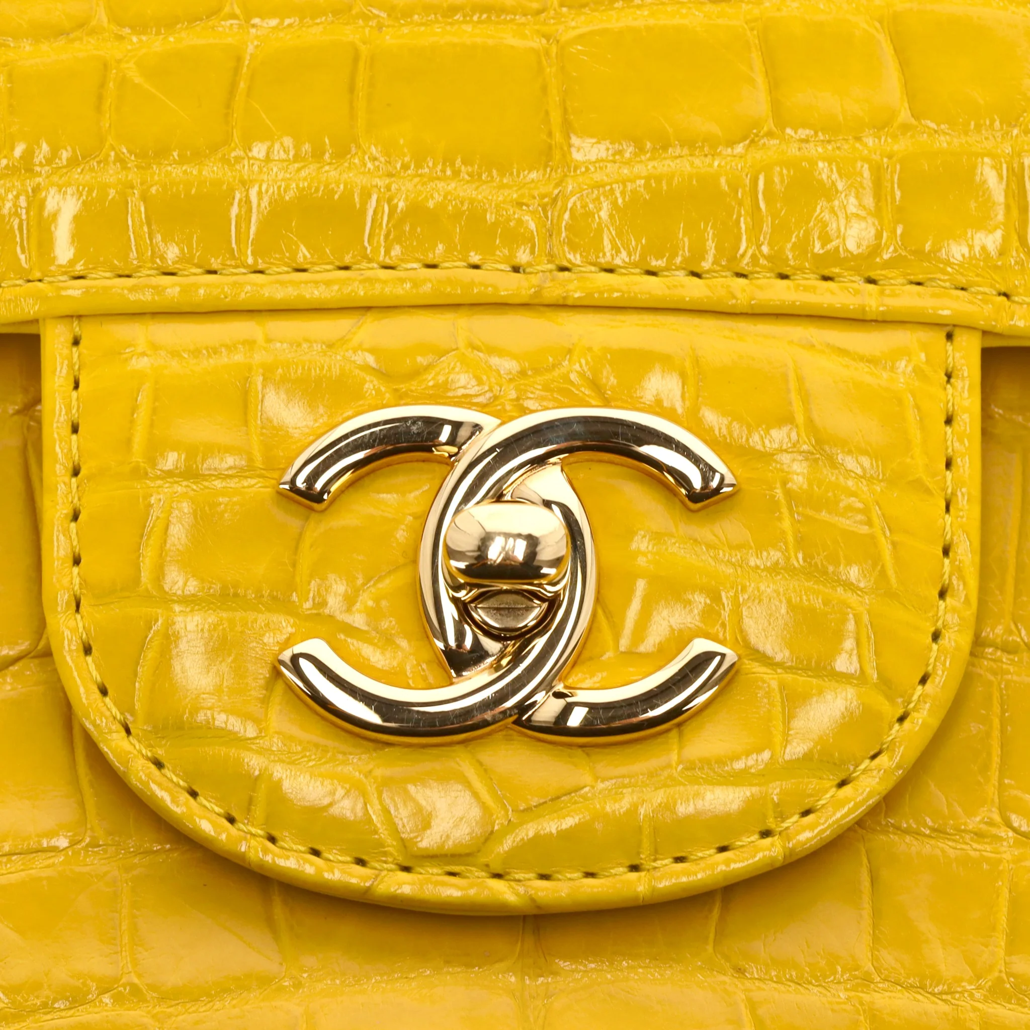 Chanel Jumbo Shiny Alligator Skin Timeless Double Flap Bag - Image 9