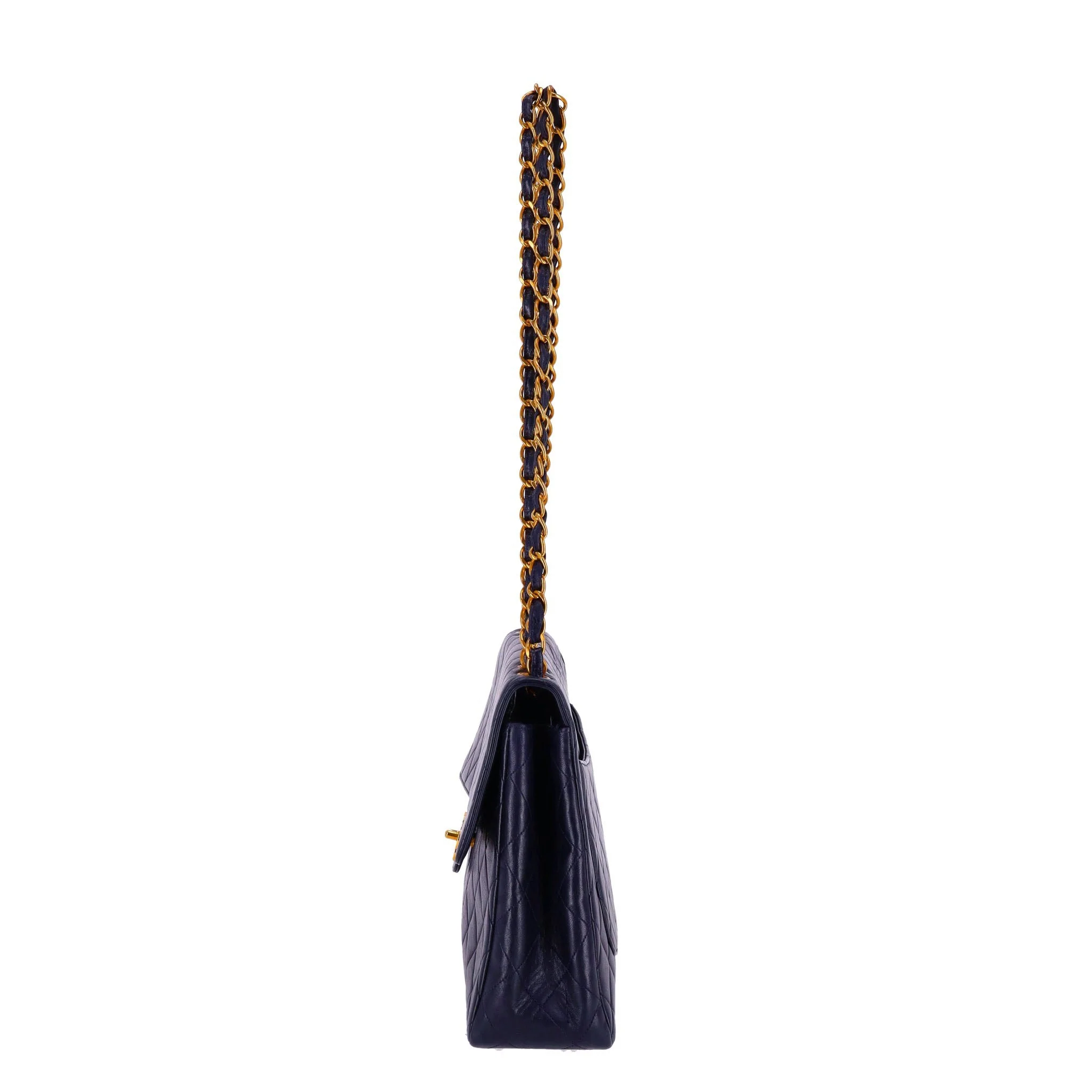 Chanel Jumbo Vintage Navy Blue Lambskin Leather Quilted Timeless Bag - Image 3