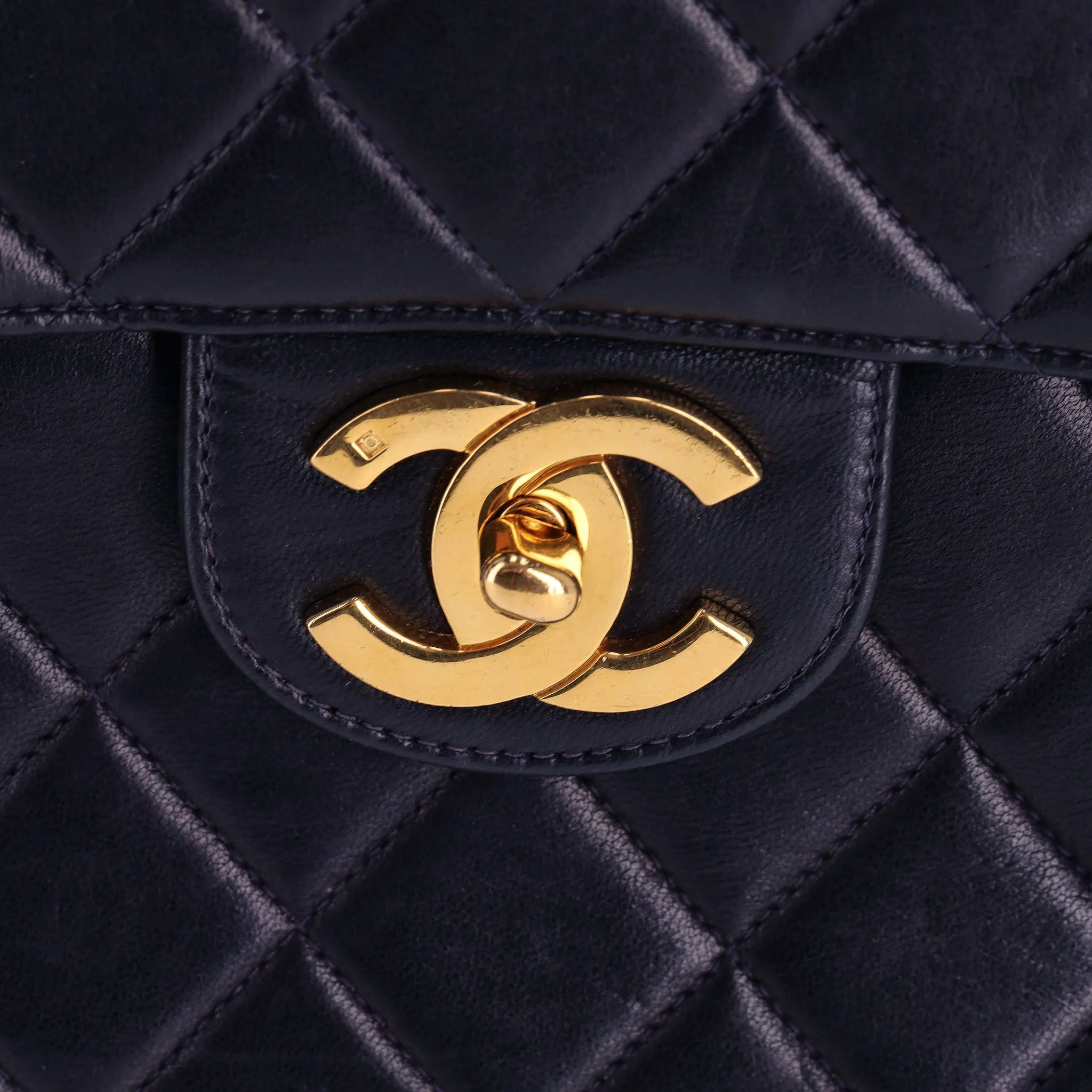 Chanel Jumbo Vintage Navy Blue Lambskin Leather Quilted Timeless Bag - Image 7