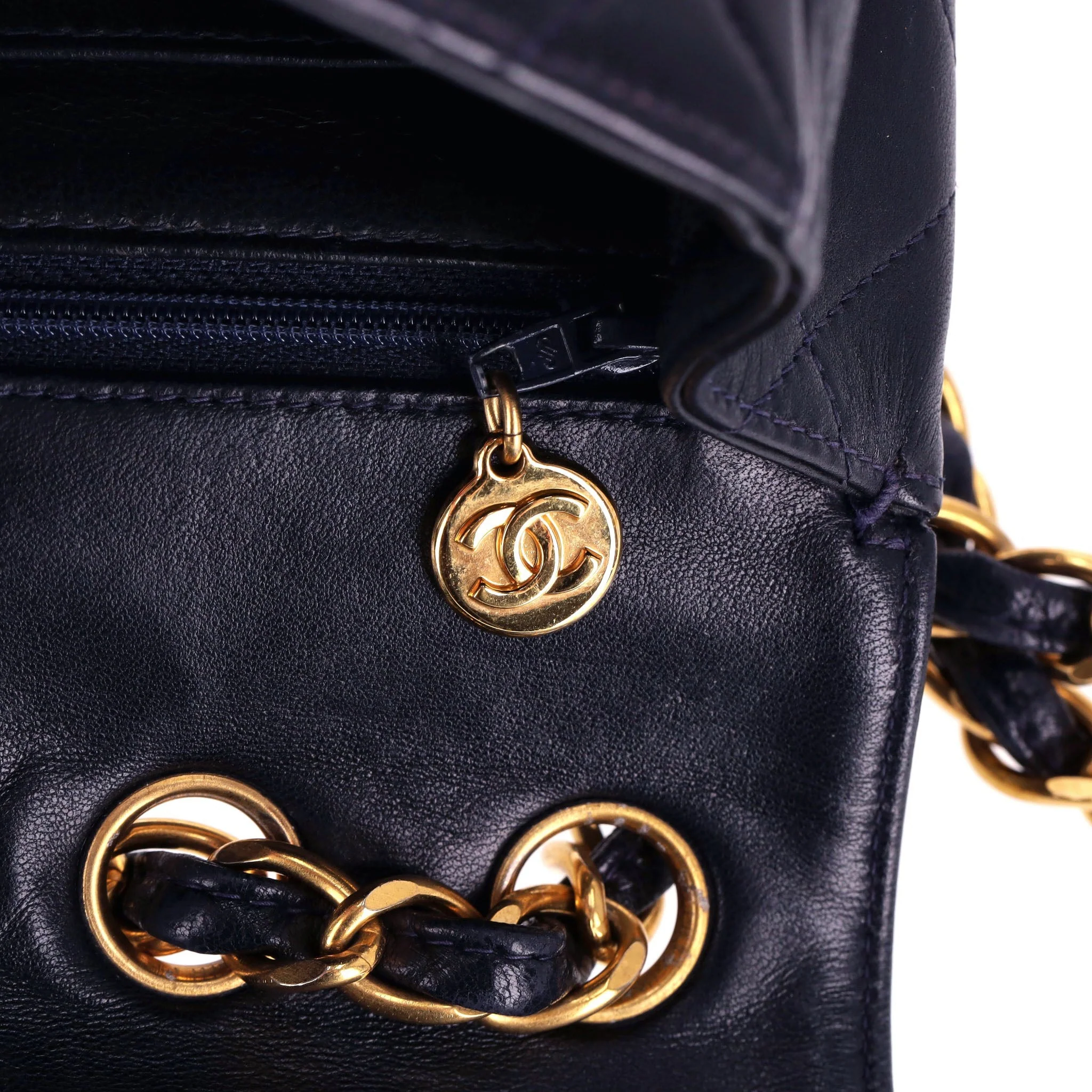 Chanel Jumbo Vintage Navy Blue Lambskin Leather Quilted Timeless Bag - Image 8