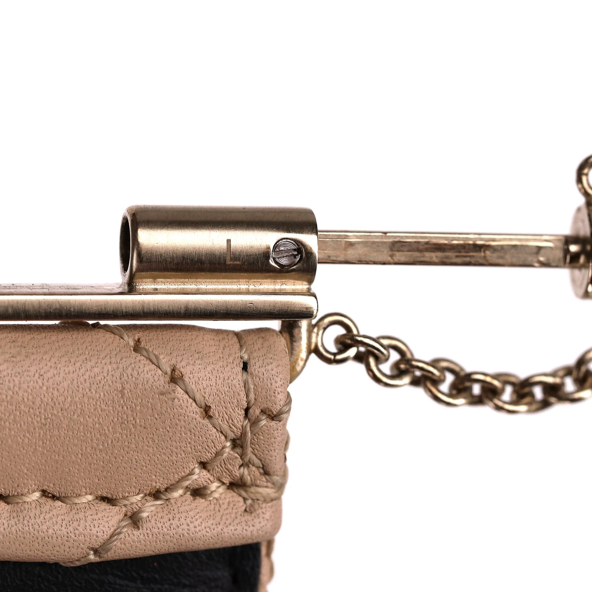 Chanel Quilted Leather Cuff Bracelet With Pearl 'CC' Logo - Image 9