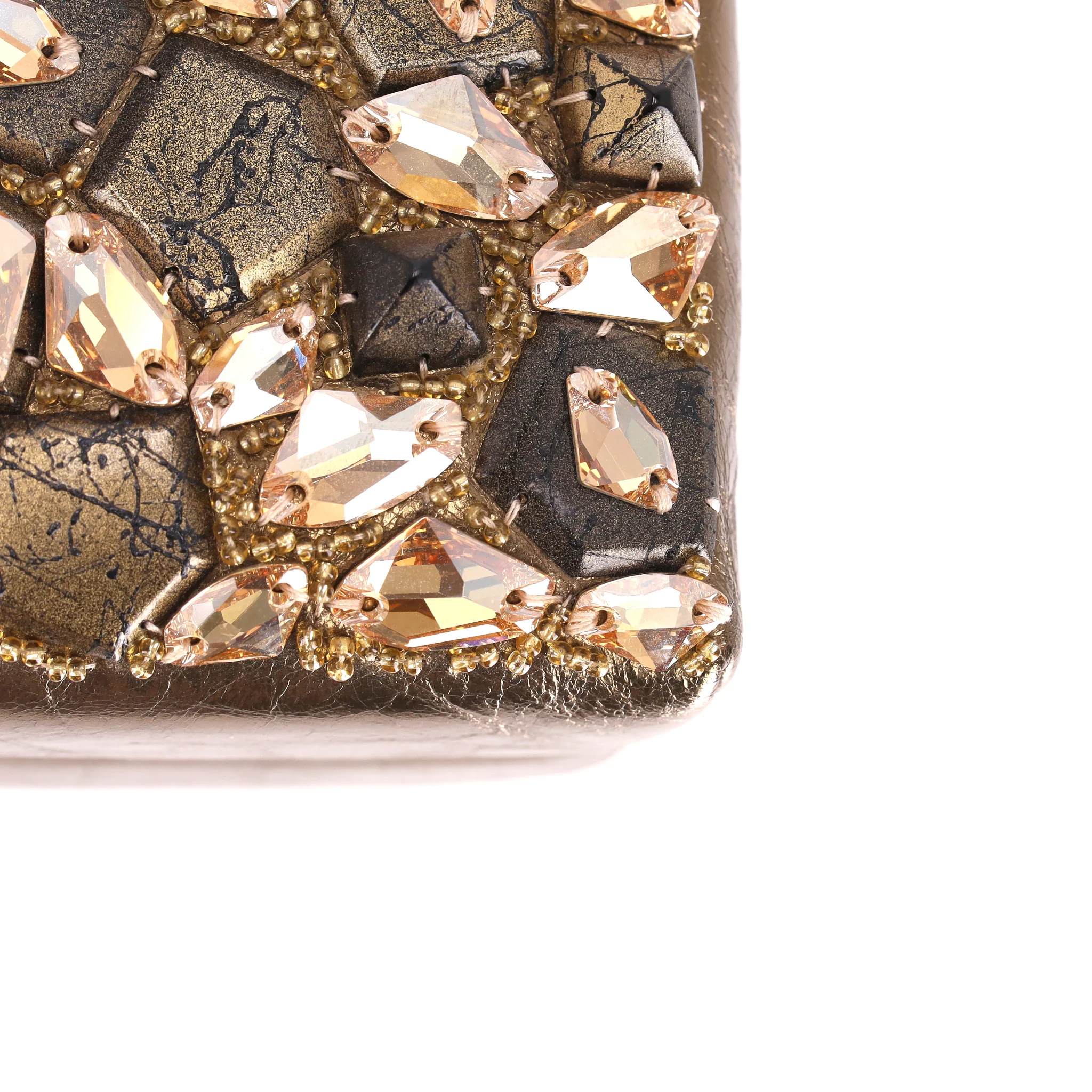 Chanel Paris Rome Collection Metiers Ltd Edition Kiss Me Lock Leather & Crystal Bag - Image 11