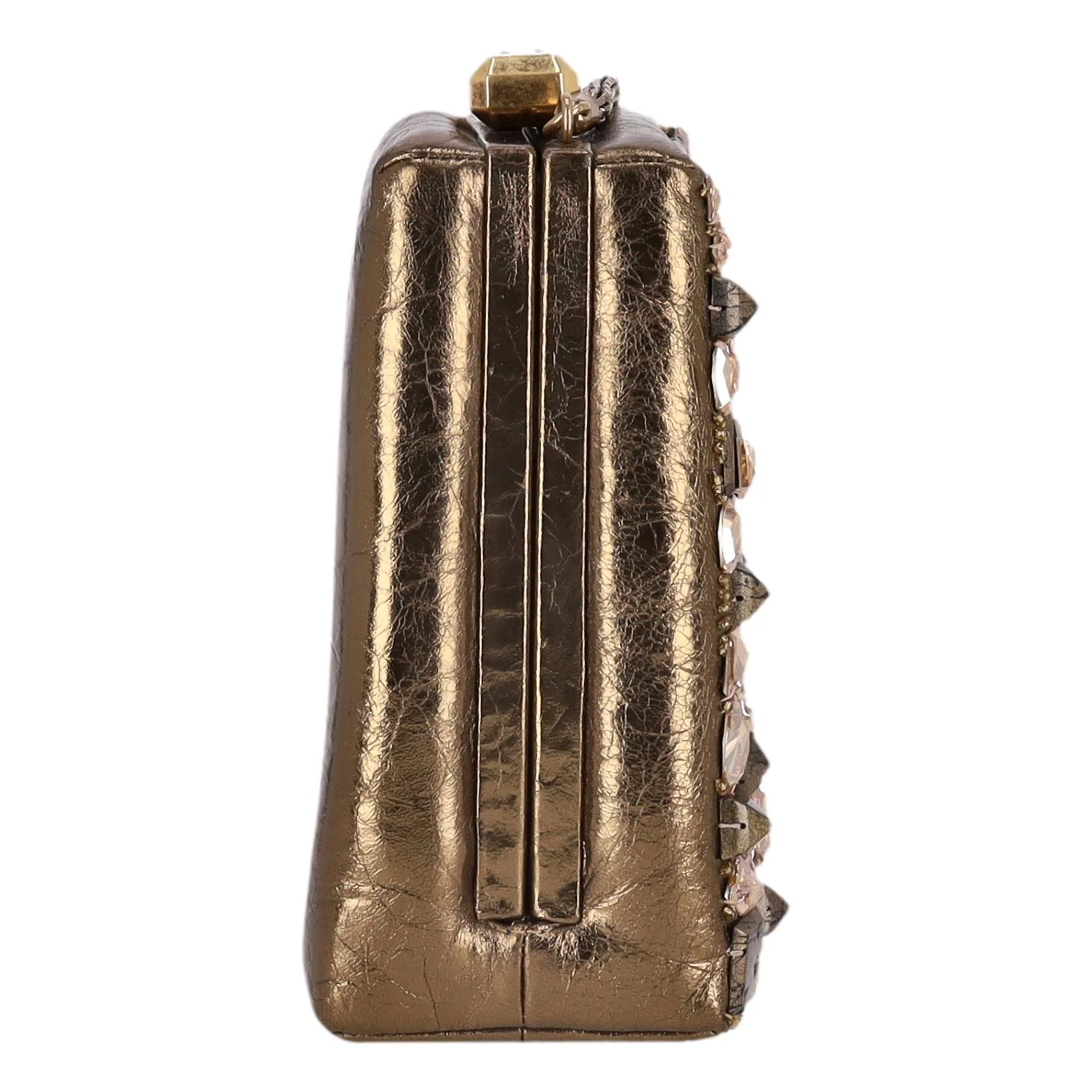 Chanel Paris Rome Collection Metiers Ltd Edition Kiss Me Lock Leather & Crystal Bag - Image 4