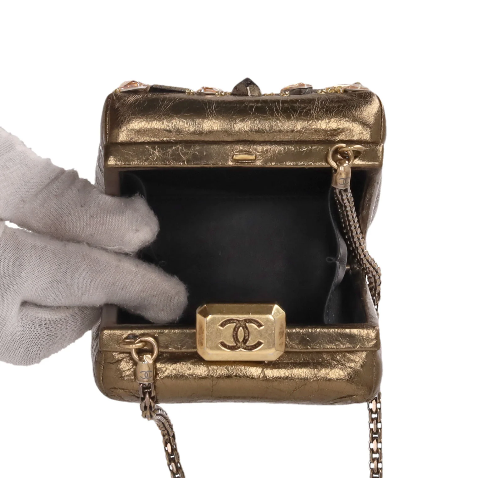 Chanel Paris Rome Collection Metiers Ltd Edition Kiss Me Lock Leather & Crystal Bag - Image 7