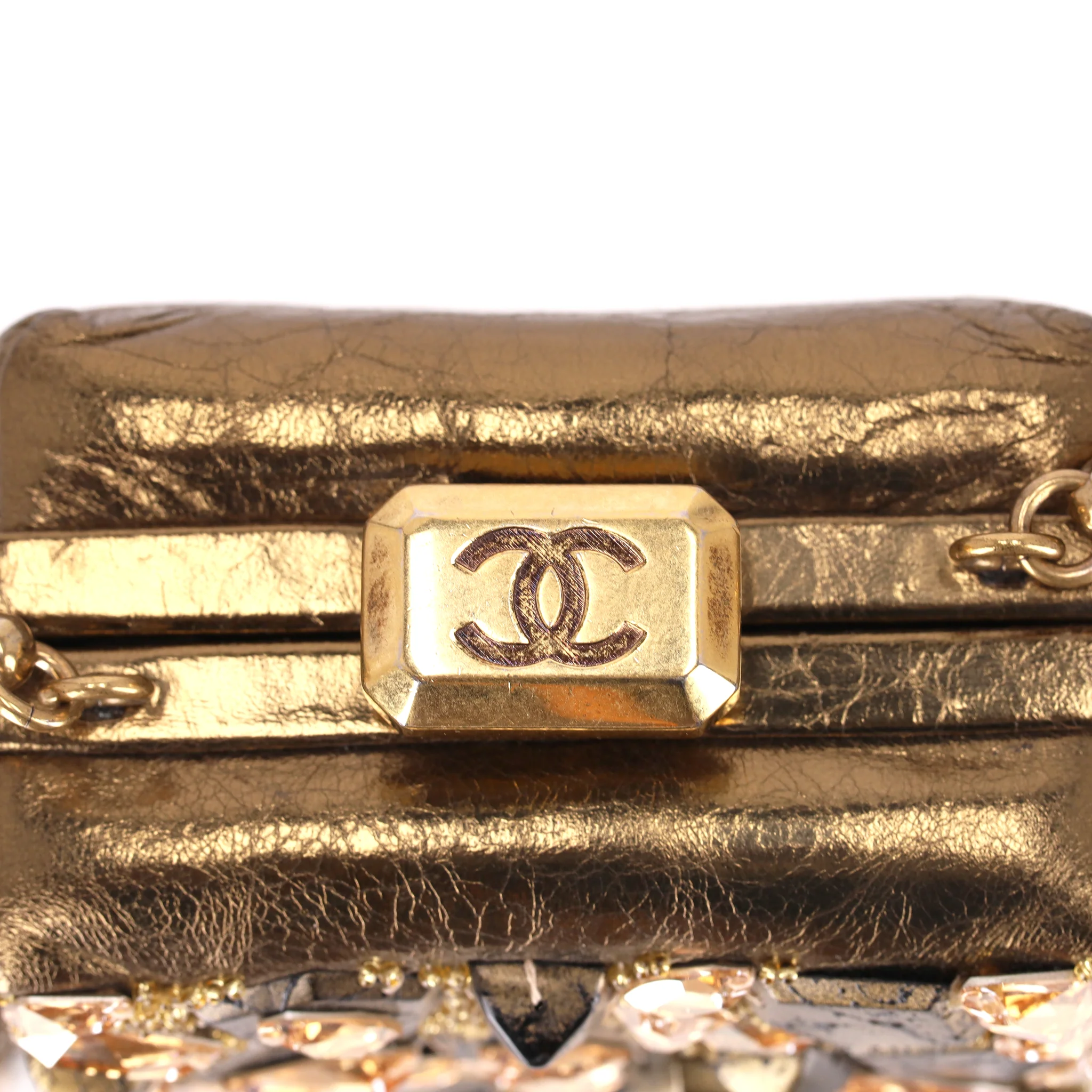 Chanel Paris Rome Collection Metiers Ltd Edition Kiss Me Lock Leather & Crystal Bag - Image 8