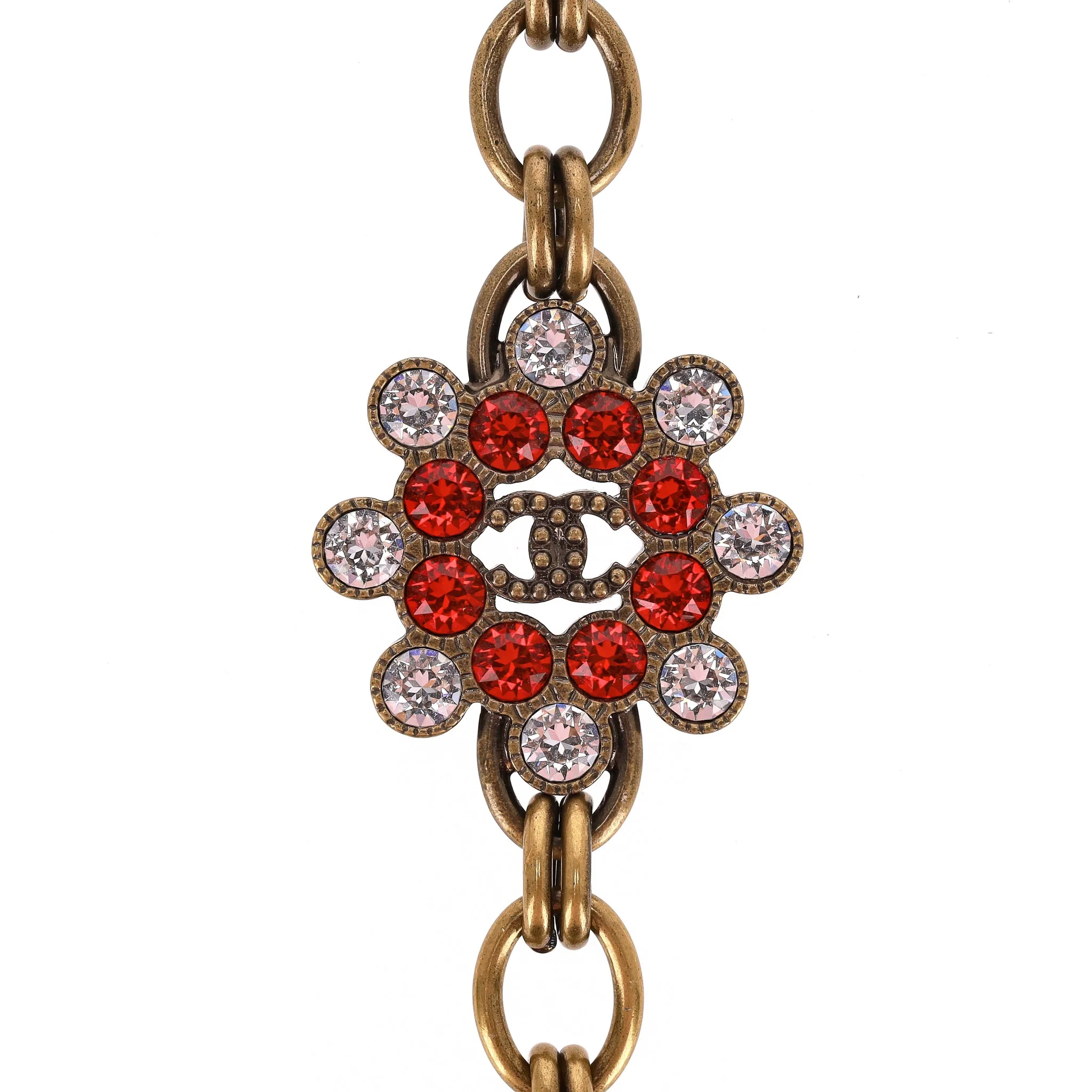 Chanel 'Paris' Antique Gold Strass & Crystal 'CC' Logo Necklace - Image 5
