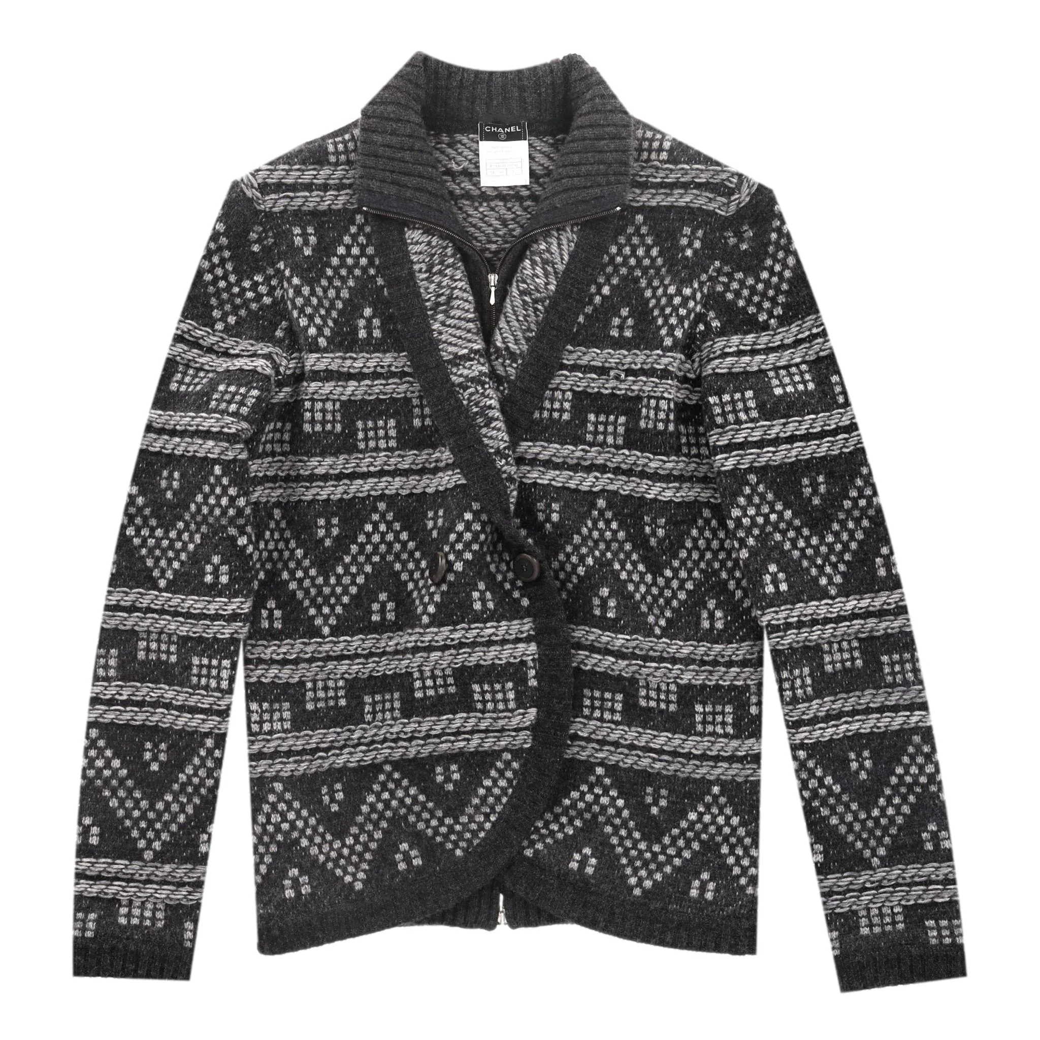 Chanel Cashmere Funnel Neck Cardigan/Jacket. Size 42FR - Image 5