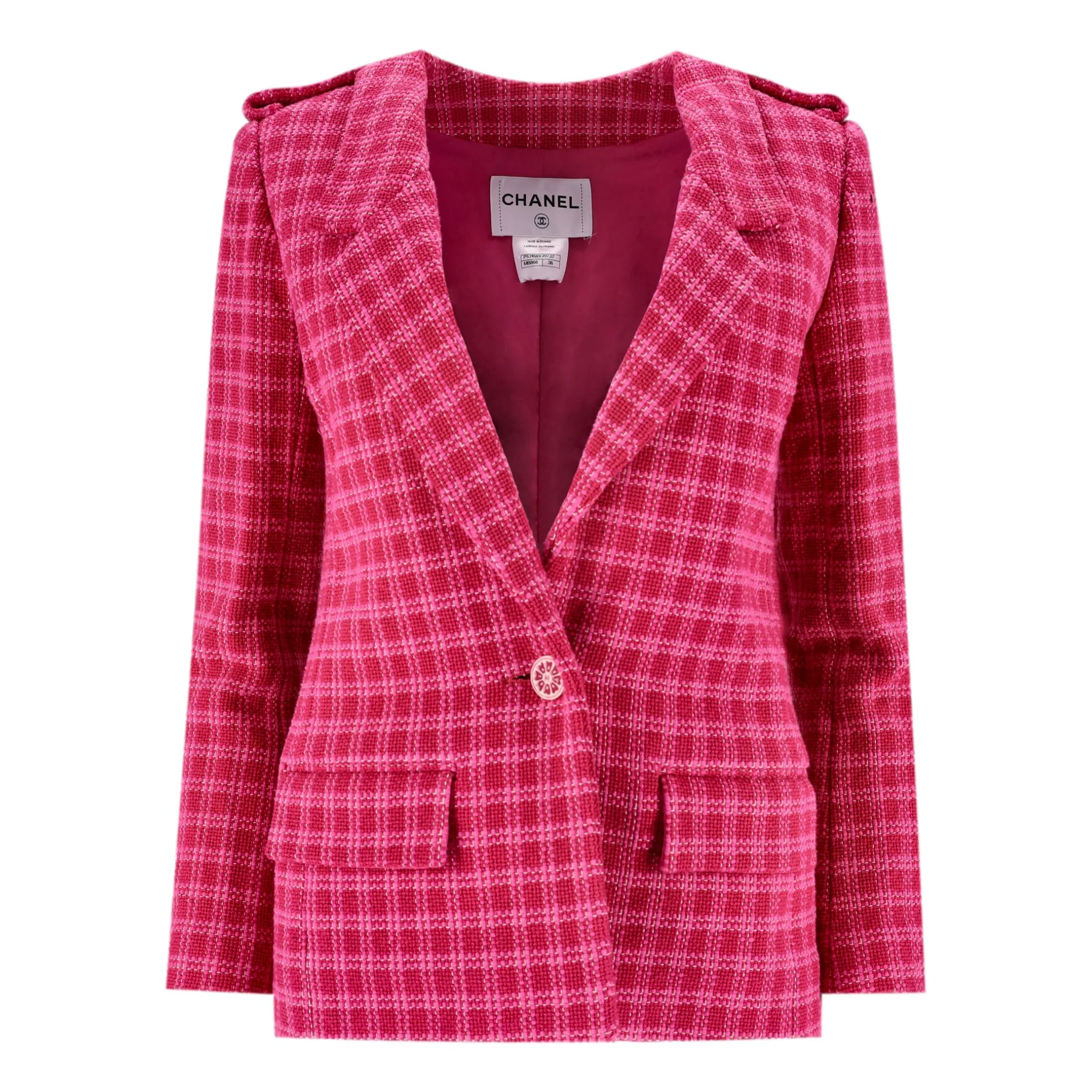 Chanel Paris Seoul Checked Cotton Tweed Jacket. Size 36FR
