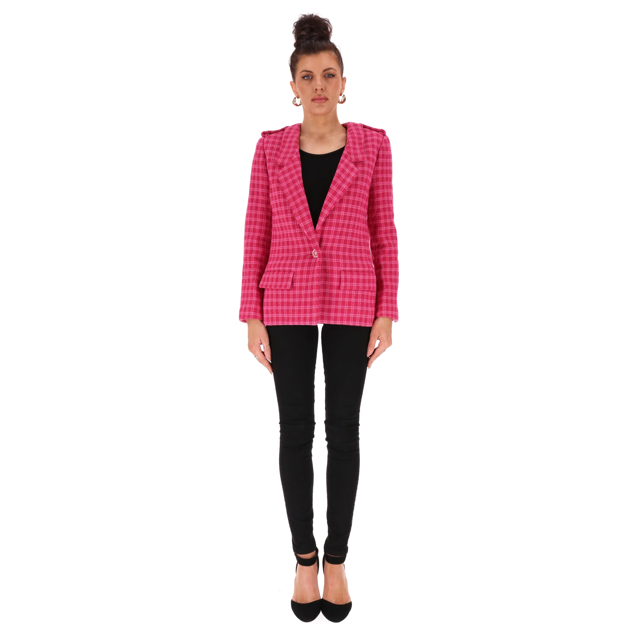 Chanel Paris Seoul Checked Cotton Tweed Jacket. Size 36FR - Image 2