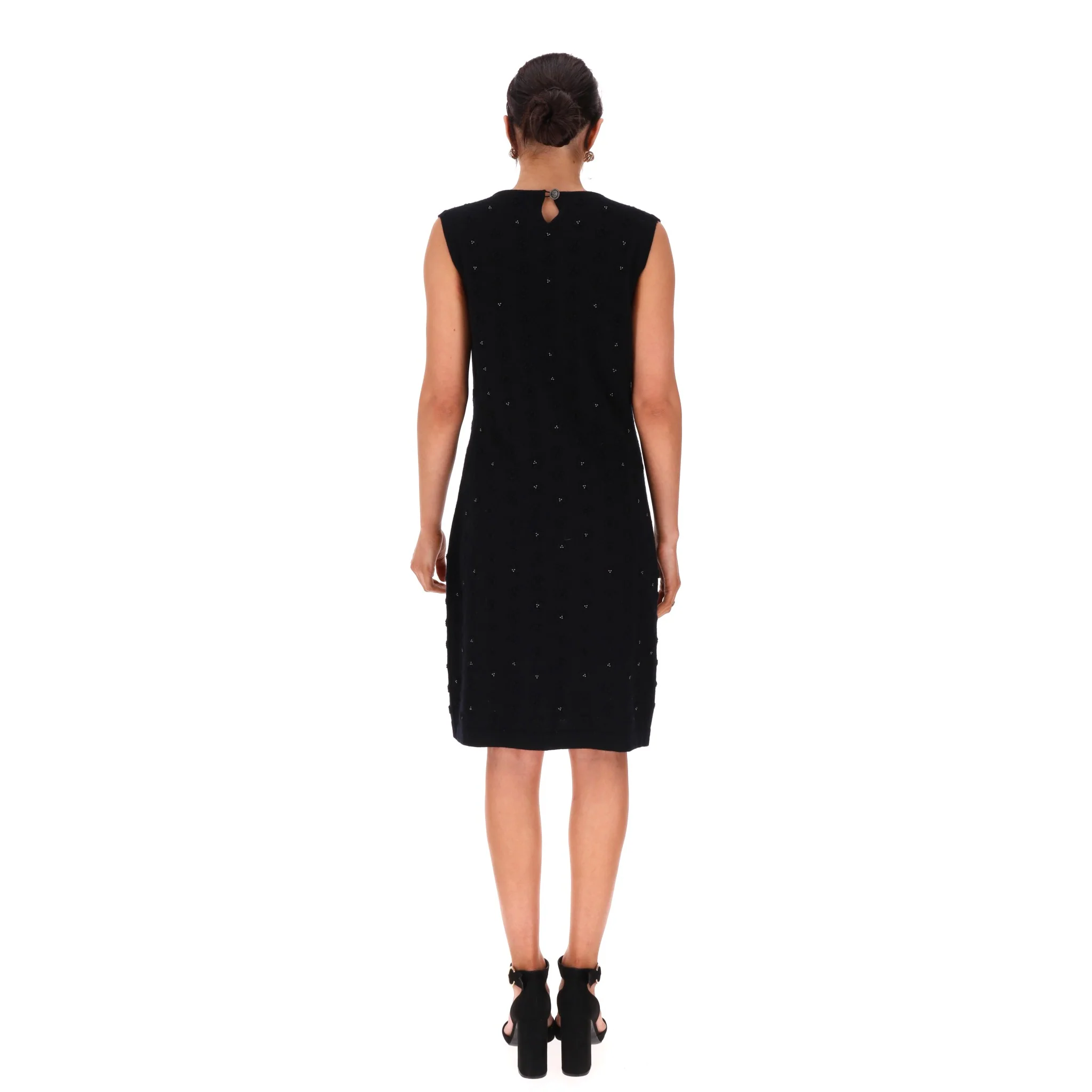 Chanel Pearl & Camellia Flower Cashmere Dress. Size 42IT - Image 4