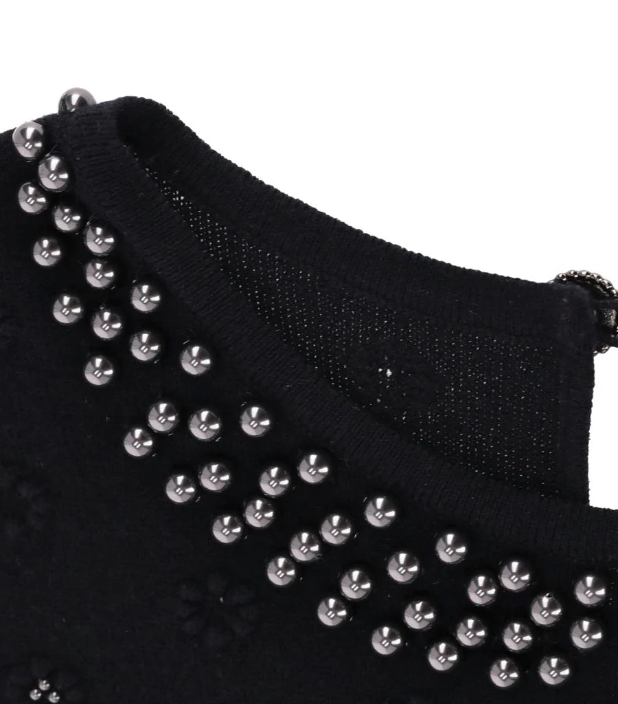 Chanel Pearl & Camellia Flower Cashmere Dress. Size 42IT - Image 6