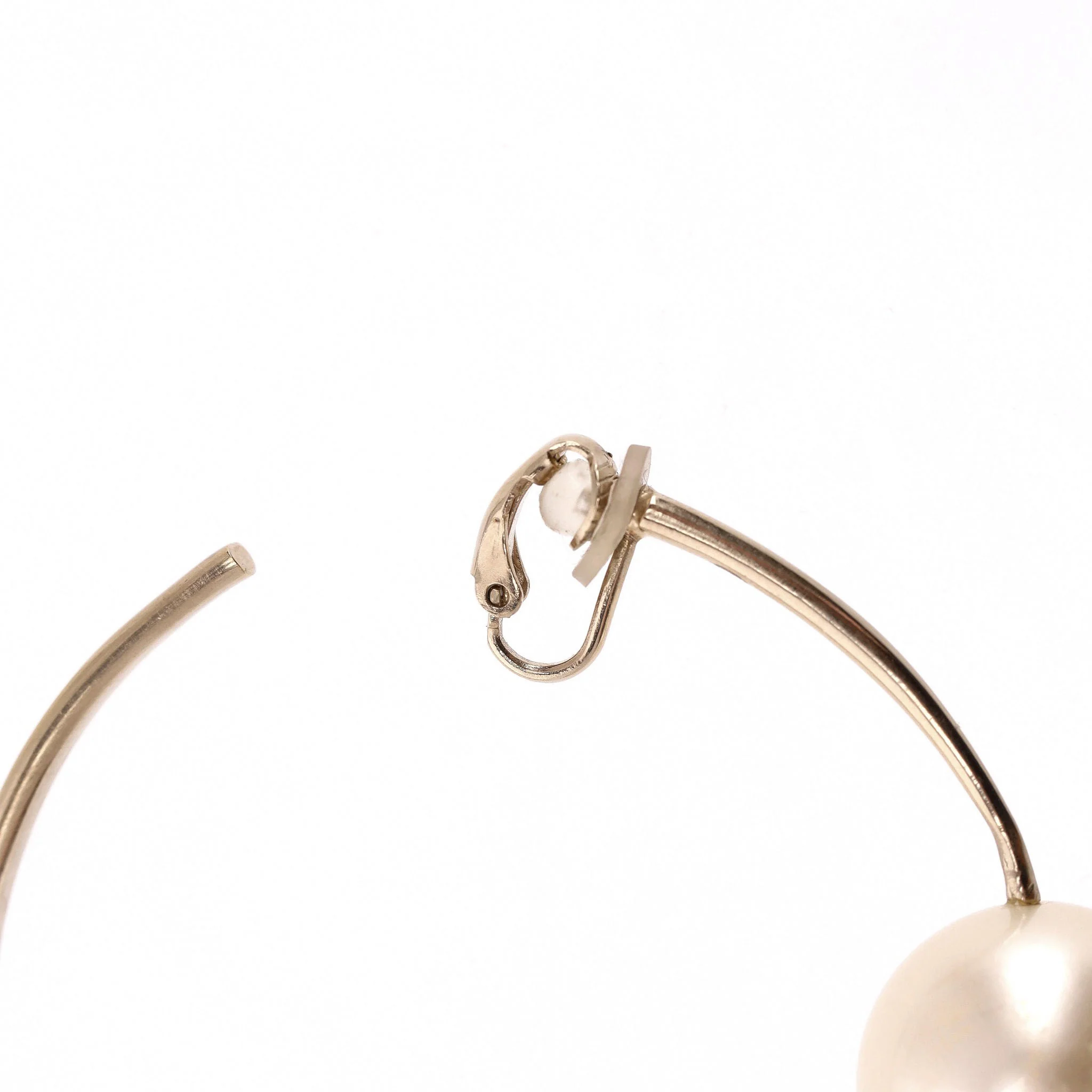 Chanel Pearl Detail Oversized Hoop Earrings - Image 8