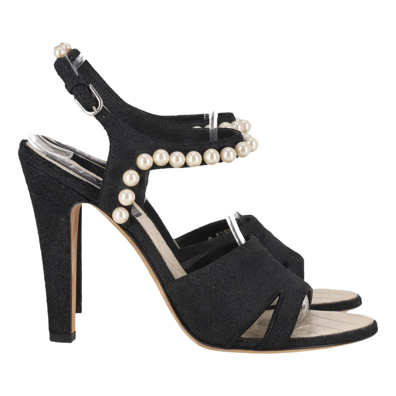 Chanel Pearl Embellished Suede Sandals. Size 40 - Image 3