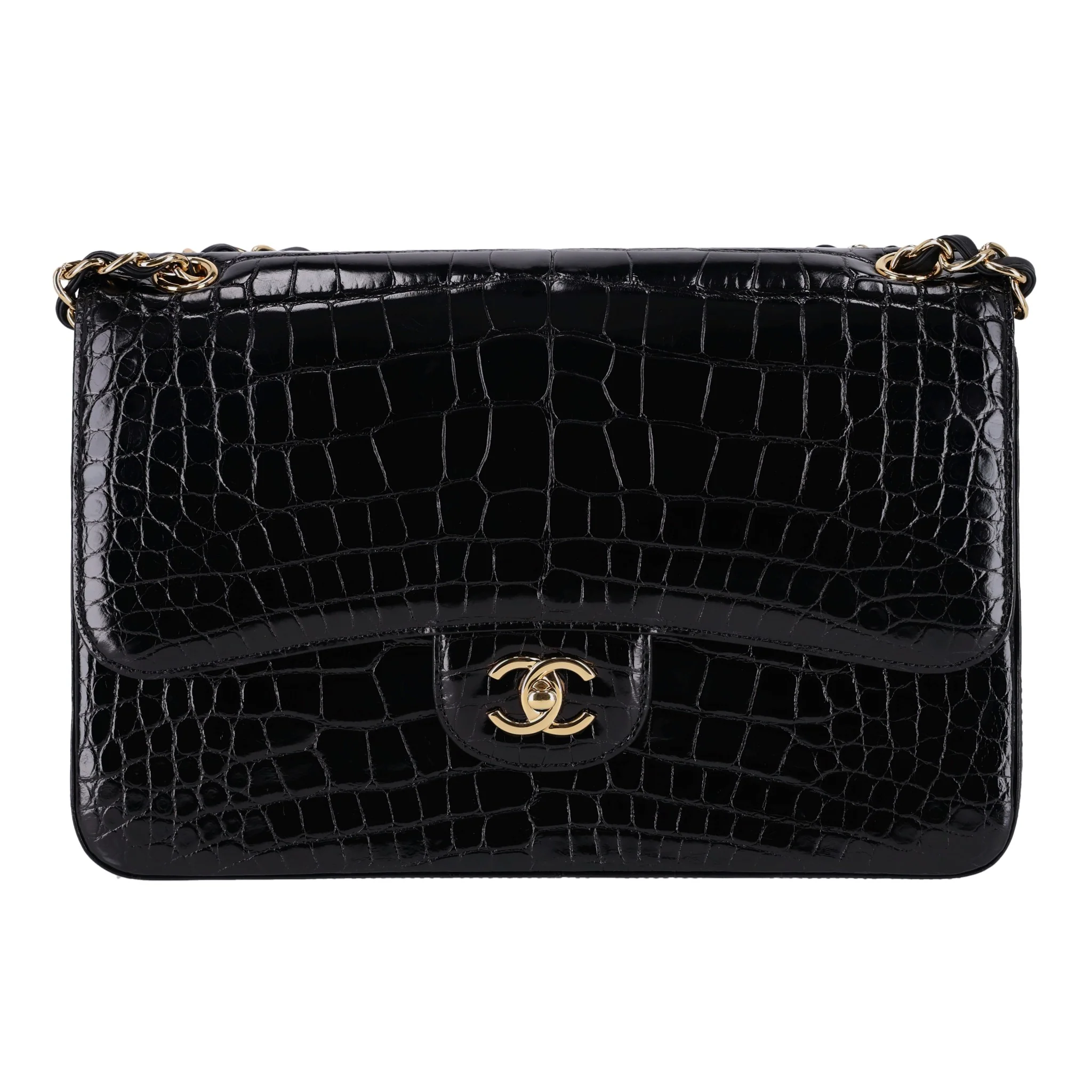 Chanel Shiny Alligator Jumbo Double Flap Bag - Image 7