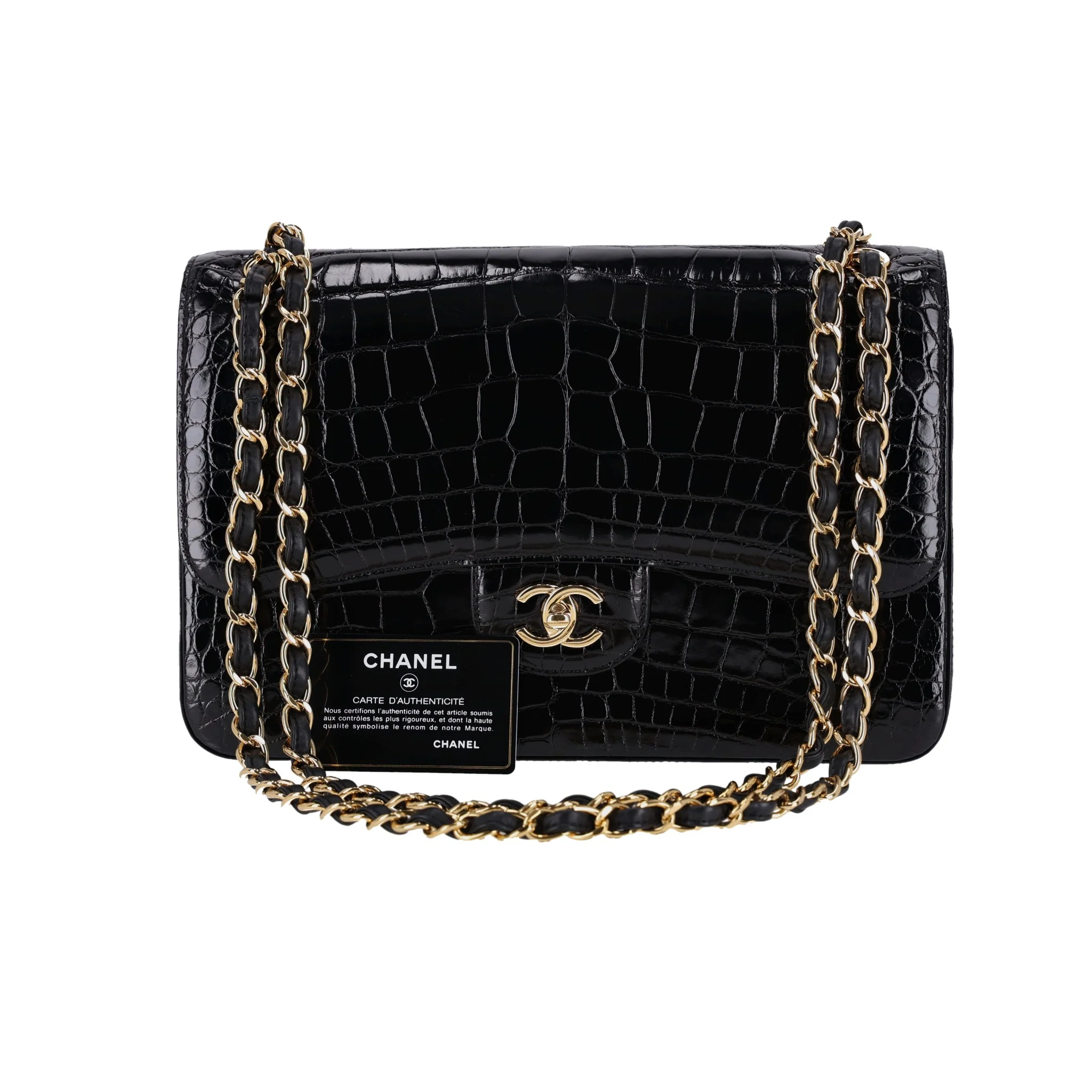 Chanel Shiny Alligator Jumbo Double Flap Bag - Image 8