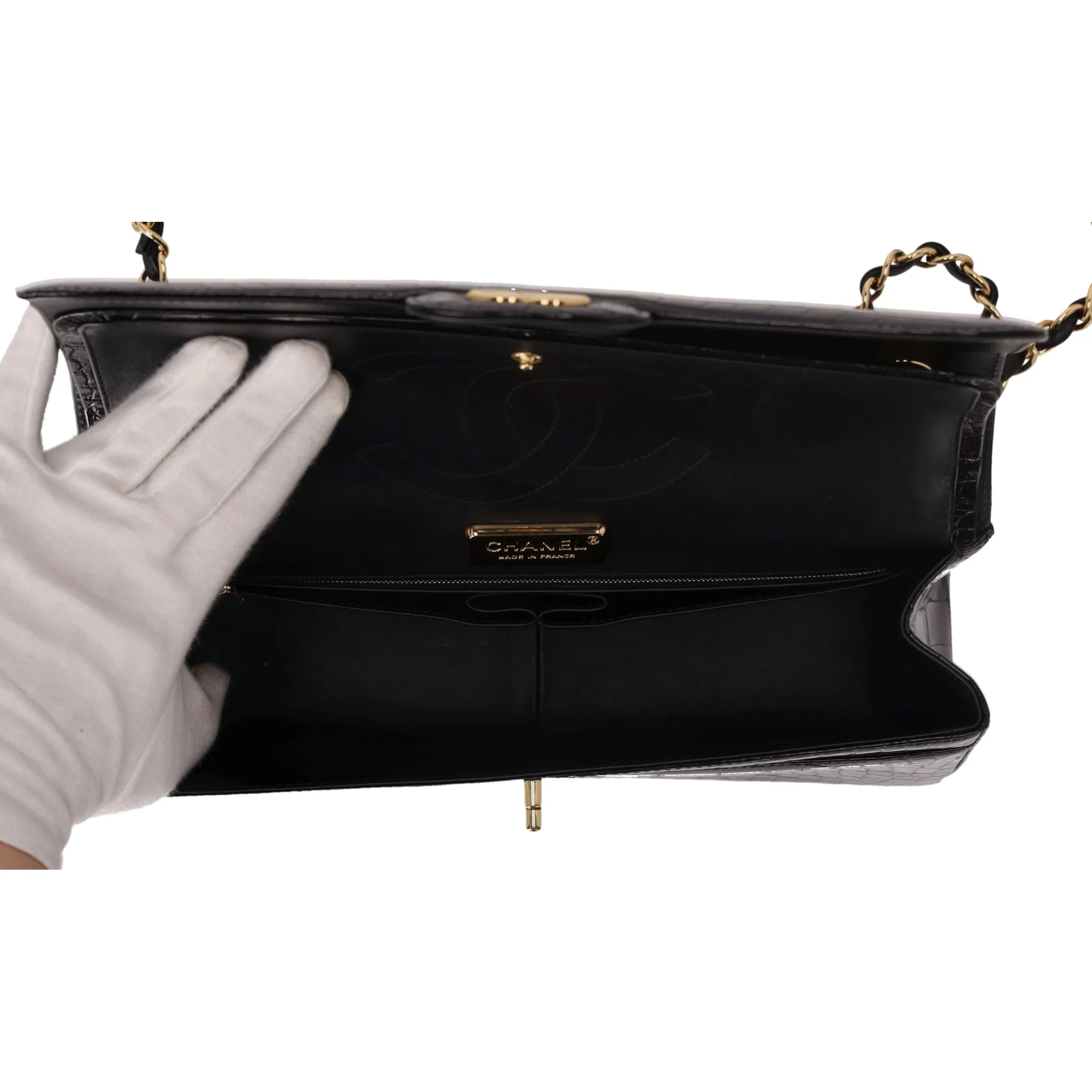 Chanel Shiny Alligator Jumbo Double Flap Bag - Image 9
