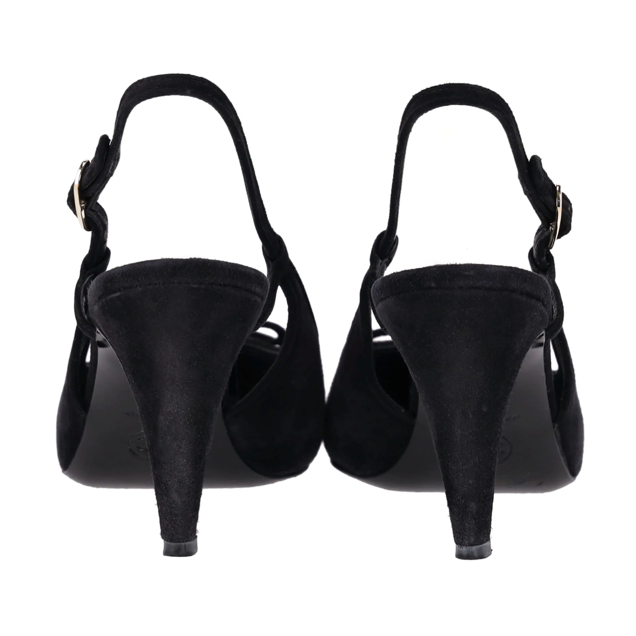 Chanel Suede Pumps With A Metallic 'CC' Logo Cap-Toe. Size 39.5 - Image 5