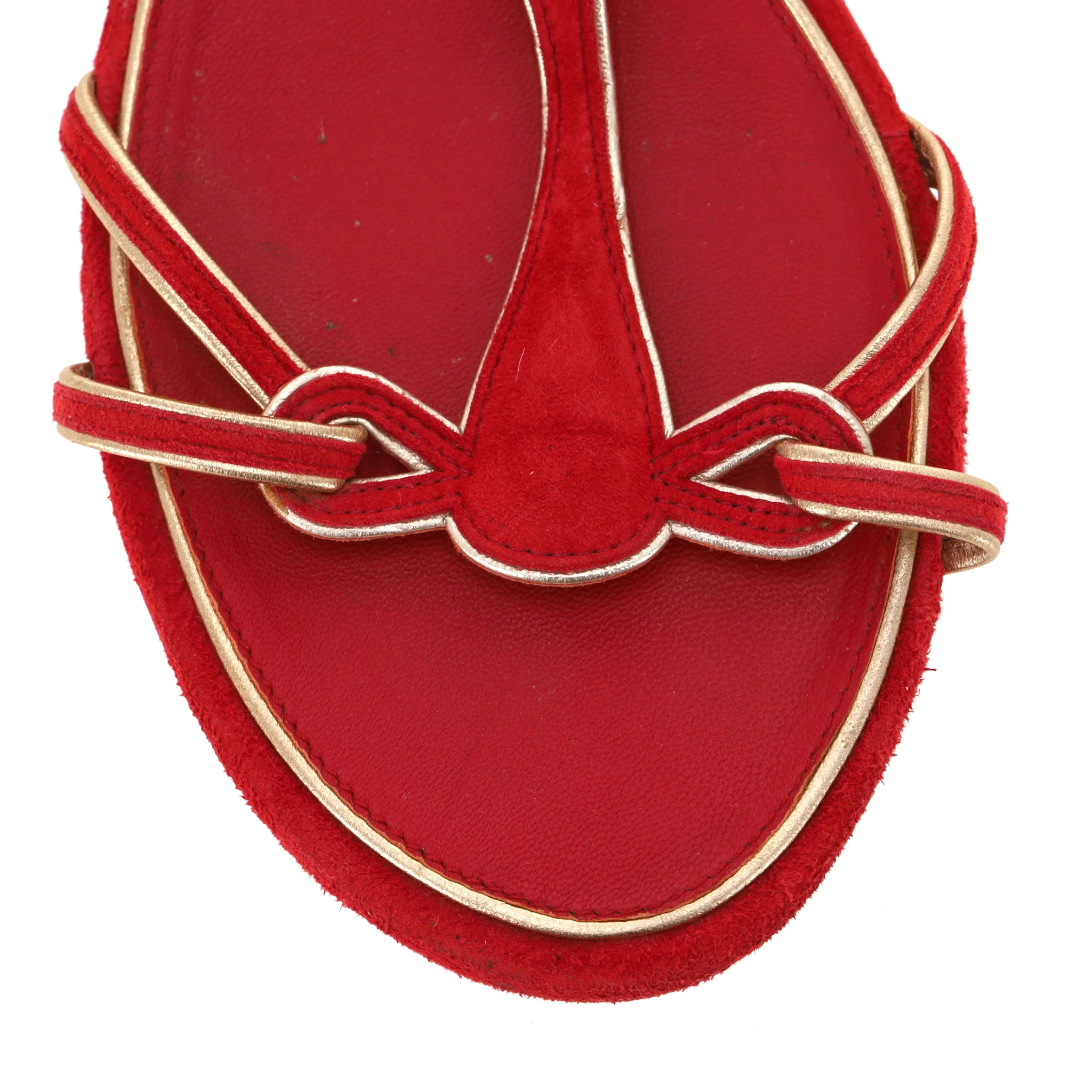 Chanel Low Wedge Suede Sandals With 'CC' Logo Detail. Size 37 - Image 9