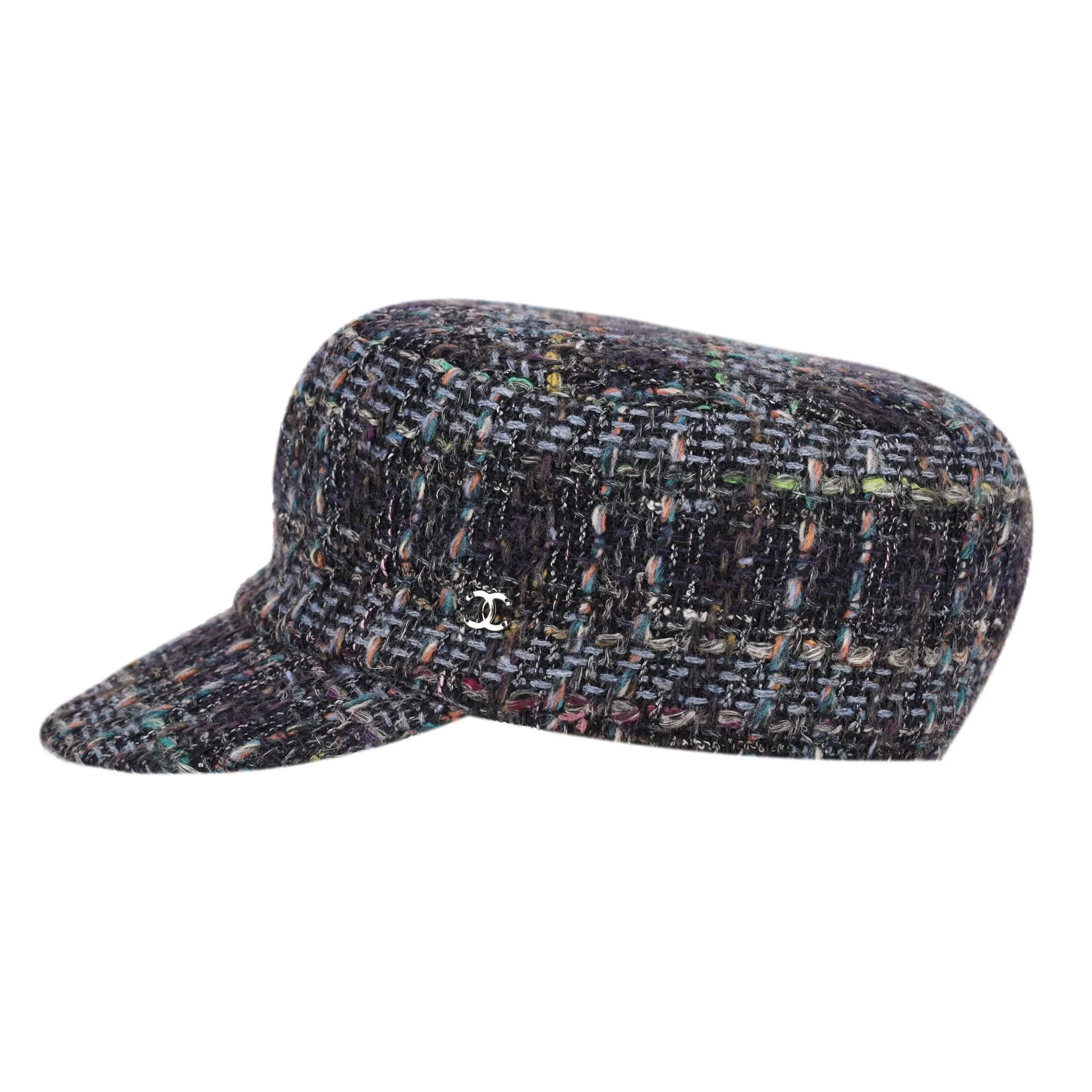 Chanel Tweed Cap With 'CC' Logo Detail