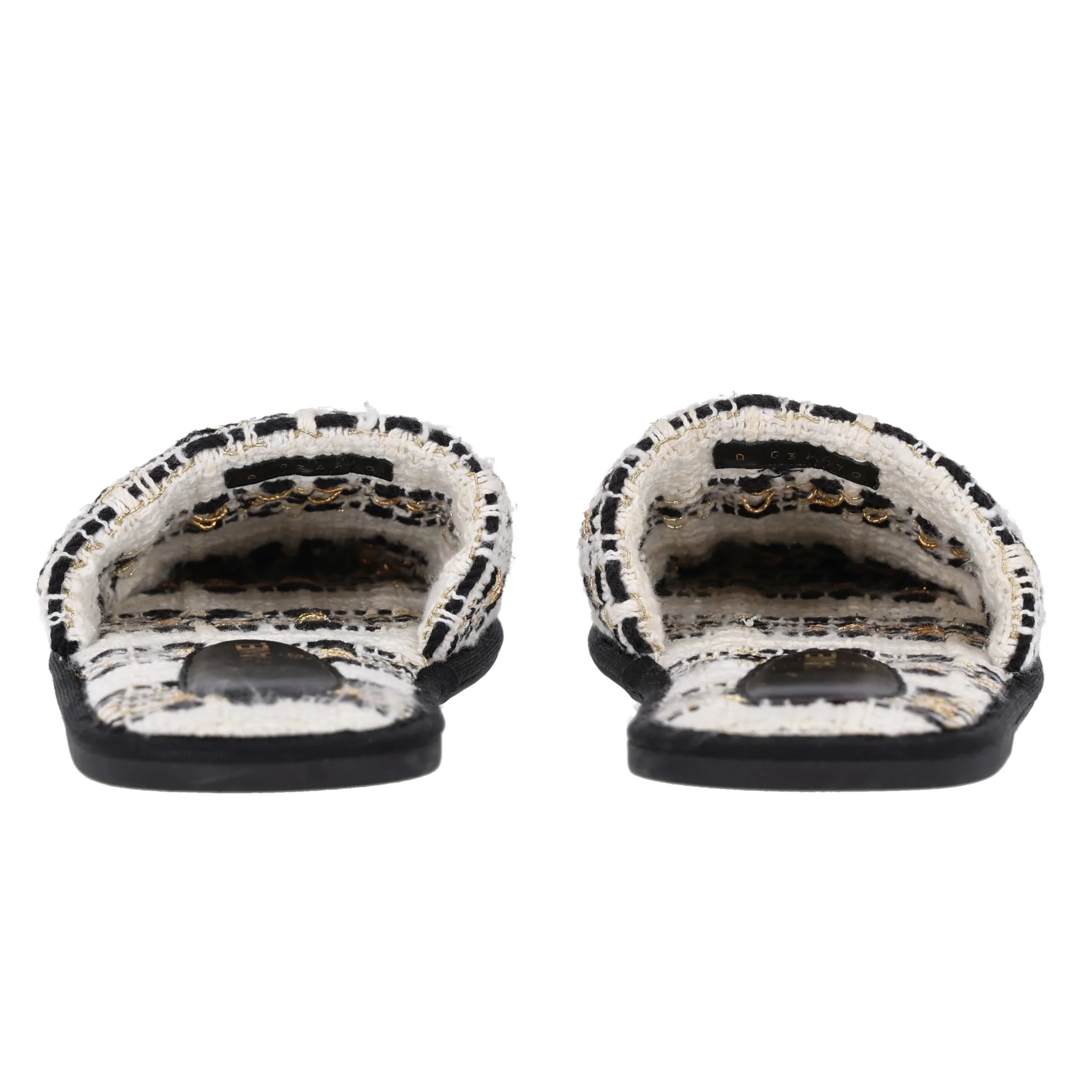 Chanel Fantasy Tweed 'CC' Logo Slippers. Size S - Image 4