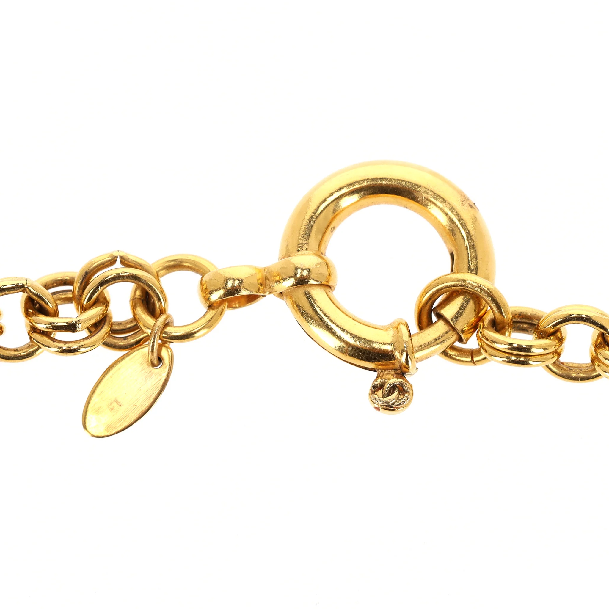 Chanel Vintage 90's 24k Gold Plated 'CC' Logo Medallion & Mirror Double-Sided Necklace - Image 8
