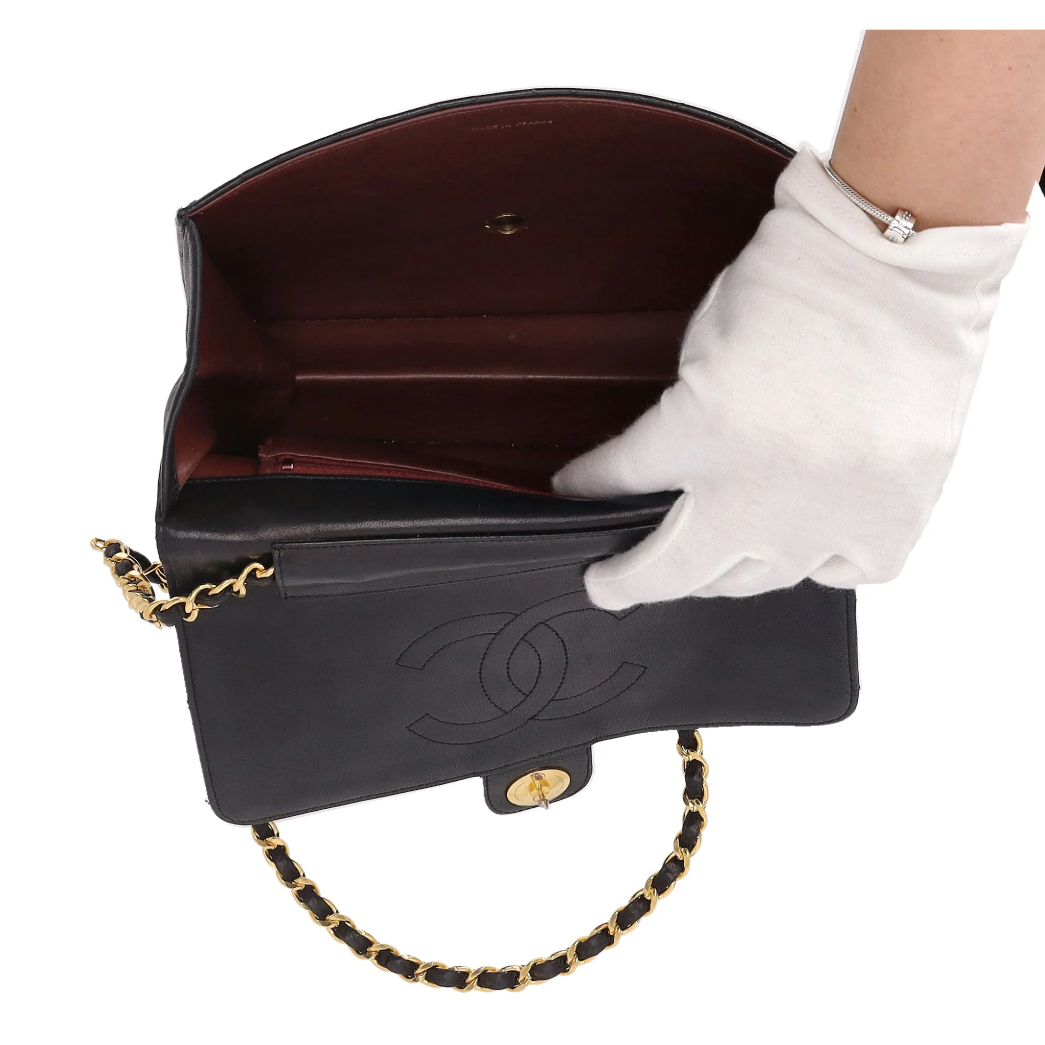Chanel Vintage Timeless Single Flap Small Lambskin Leather Bag - Image 5