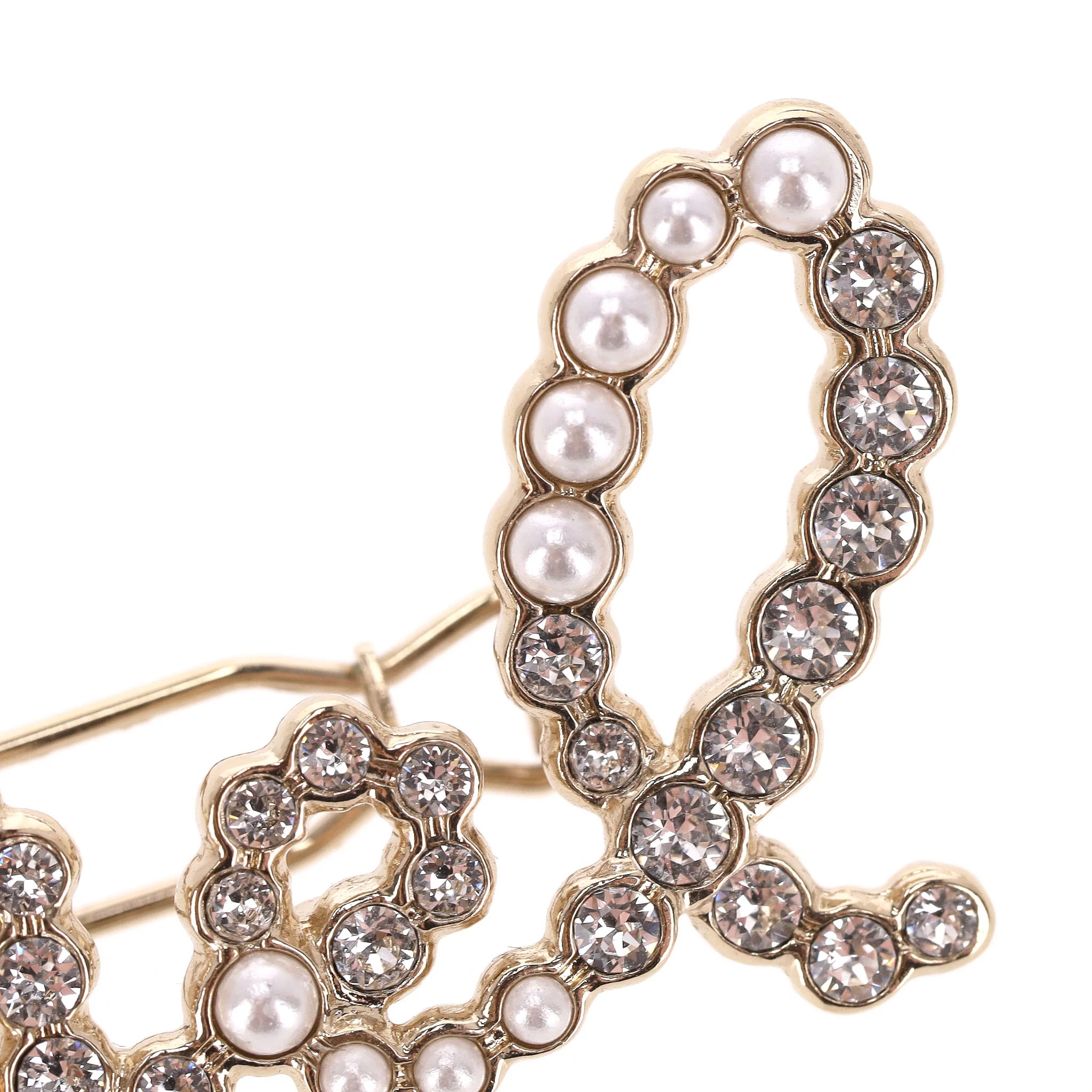 Chanel Word Logo Glass Pearl & Crystal Hair Clip - Image 5