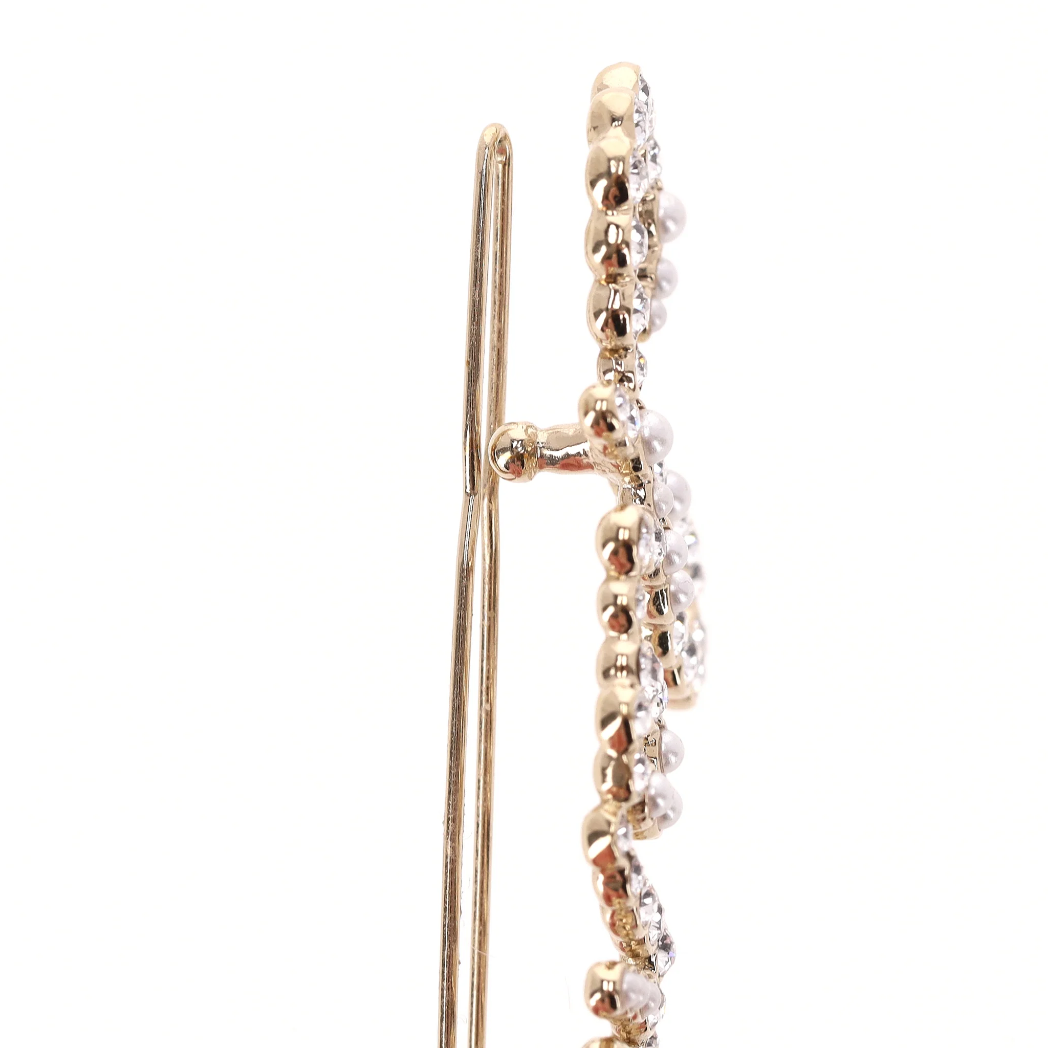 Chanel Word Logo Glass Pearl & Crystal Hair Clip - Image 6
