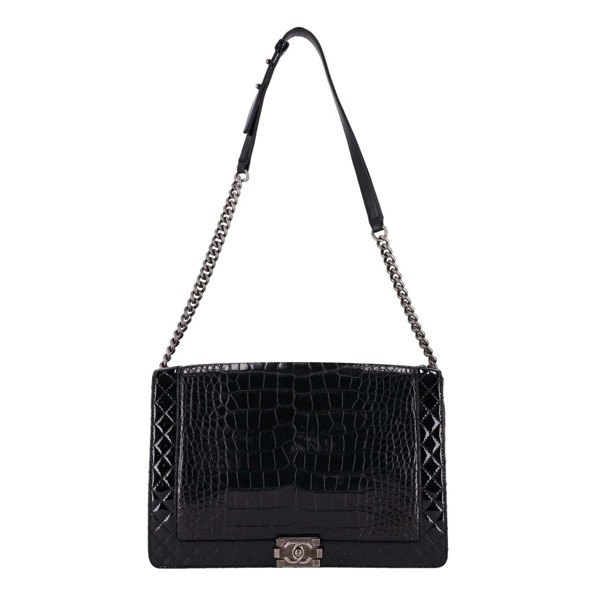 Chanel X/L Boy Bag In Alligator Skin & Patent Leather - Image 2