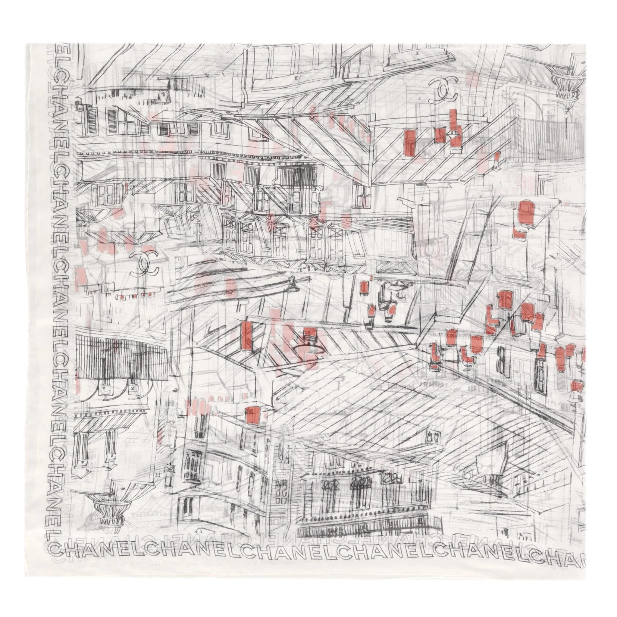 Chanel  XL 'Paris Roofs' Printed Silk Scarf