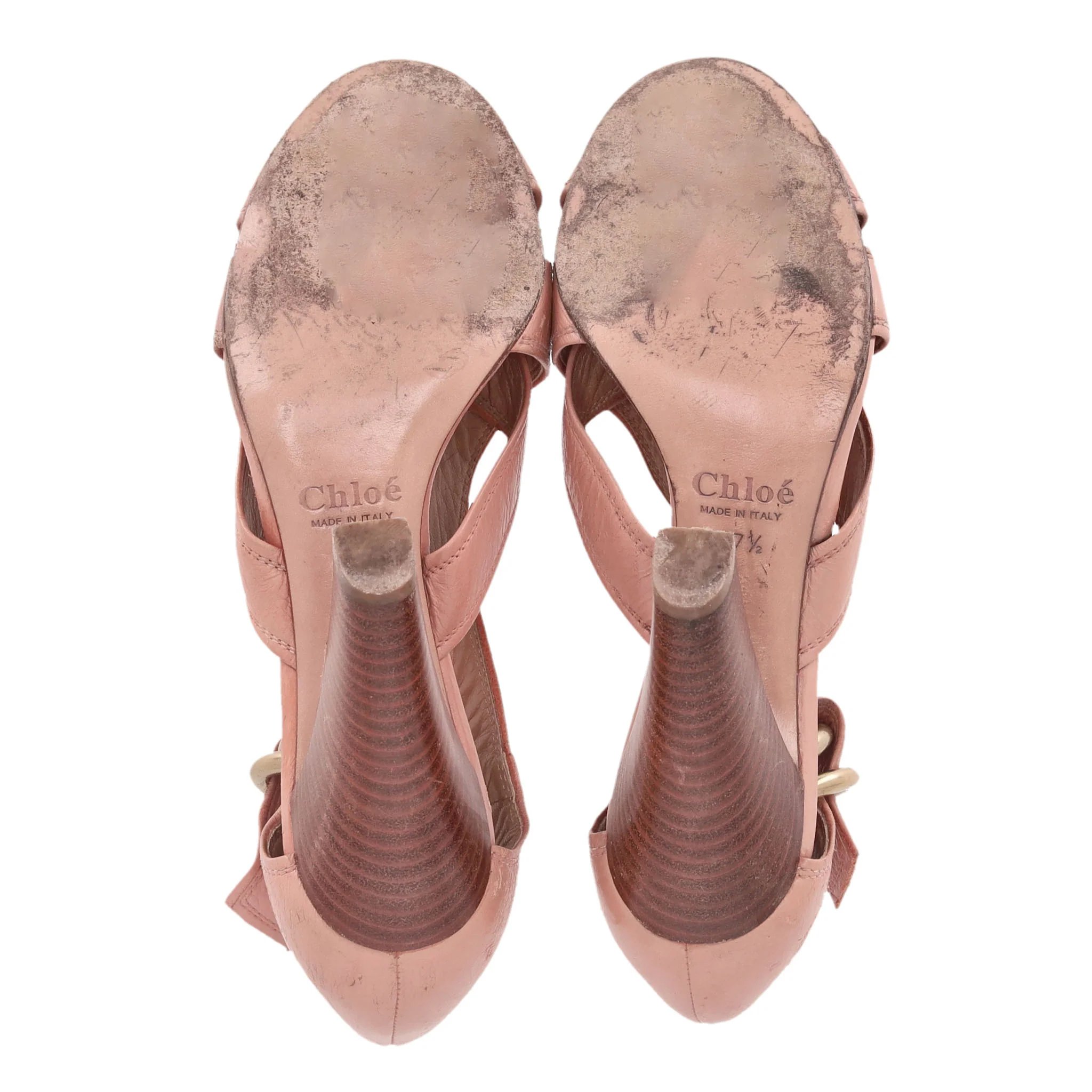 Chloe Leather Sandals With A Wooden Heel. Size 37.5 - Image 5