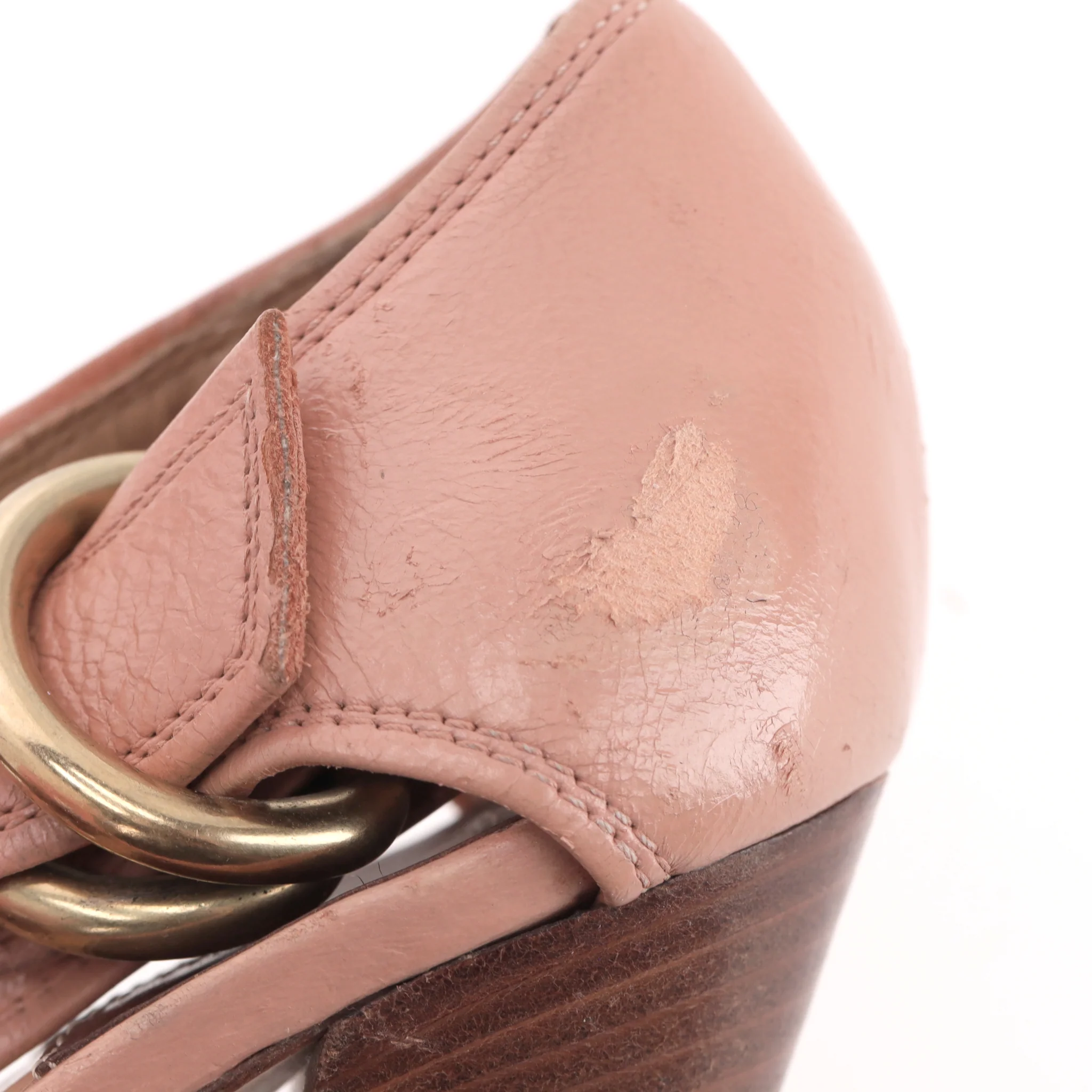 Chloe Leather Sandals With A Wooden Heel. Size 37.5 - Image 9