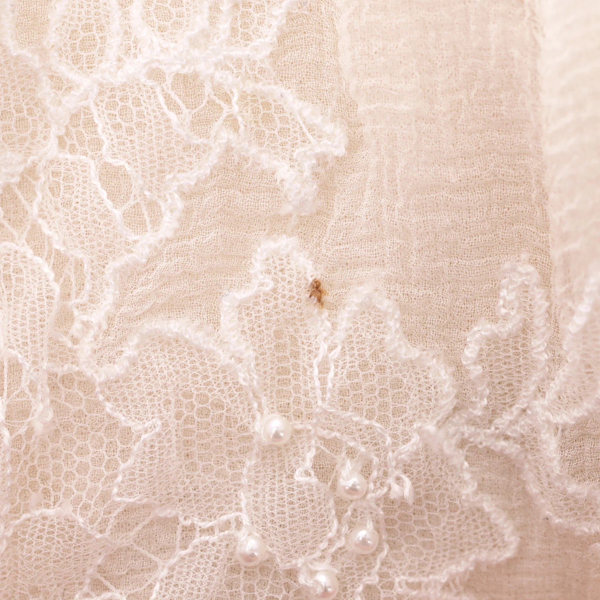 Chloe Silk, Linen & Cotton Blend Lace & Pearl Detail Top. Size XS - Image 9