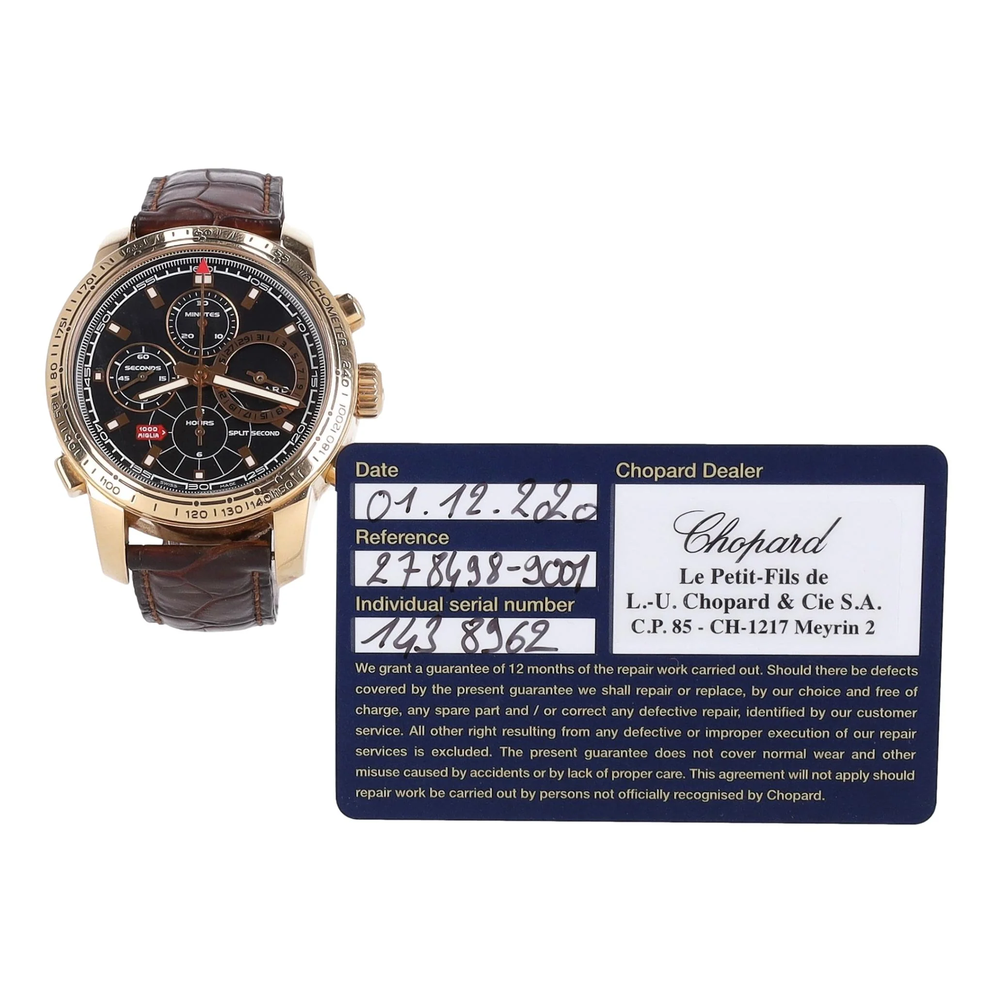 Chopard Mille Miglia Split Second  Ltd Edition Chronograph Automatic Watch  In 18K Rose Gold - Image 8