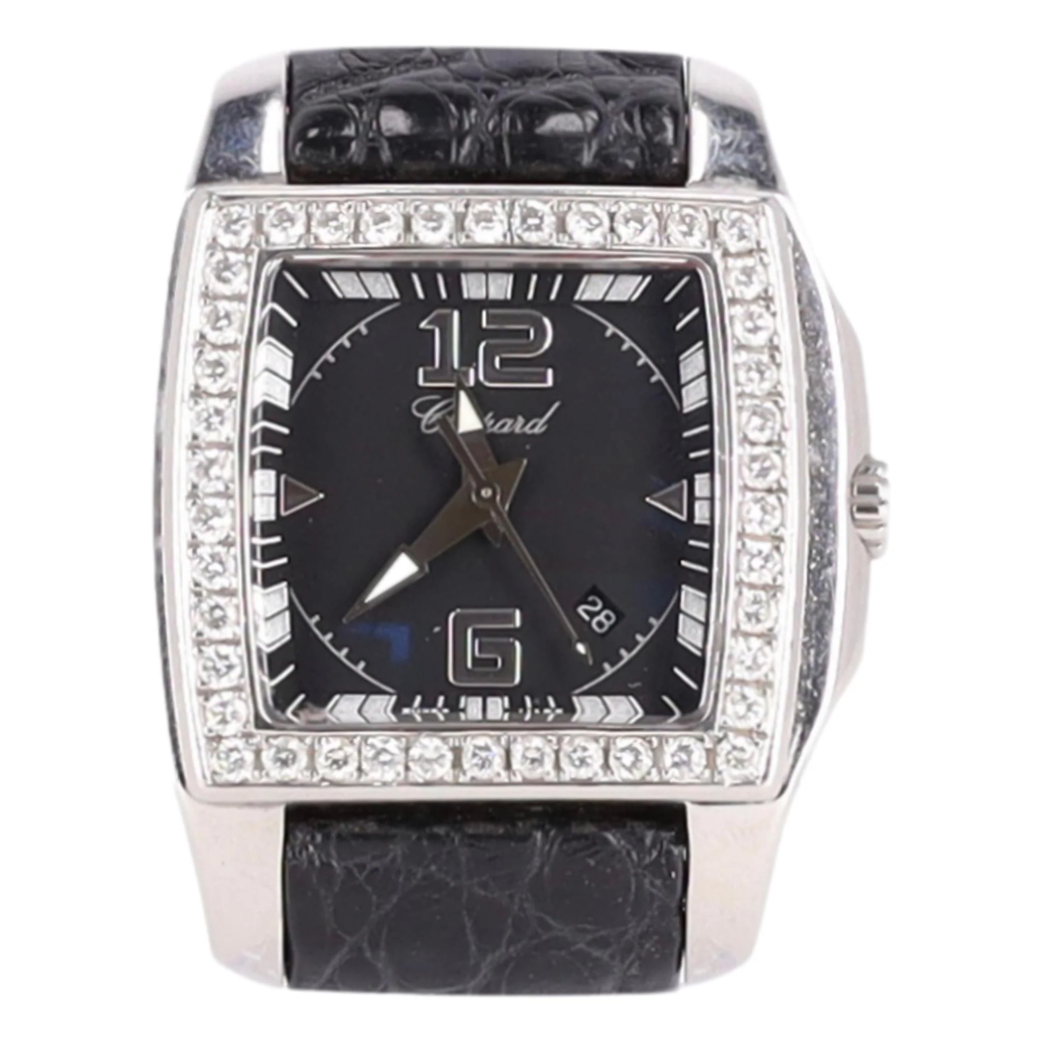 Chopard Two O Ten Diamond & Stainless Steel Watch With Crocodile Skin Strap - Image 3