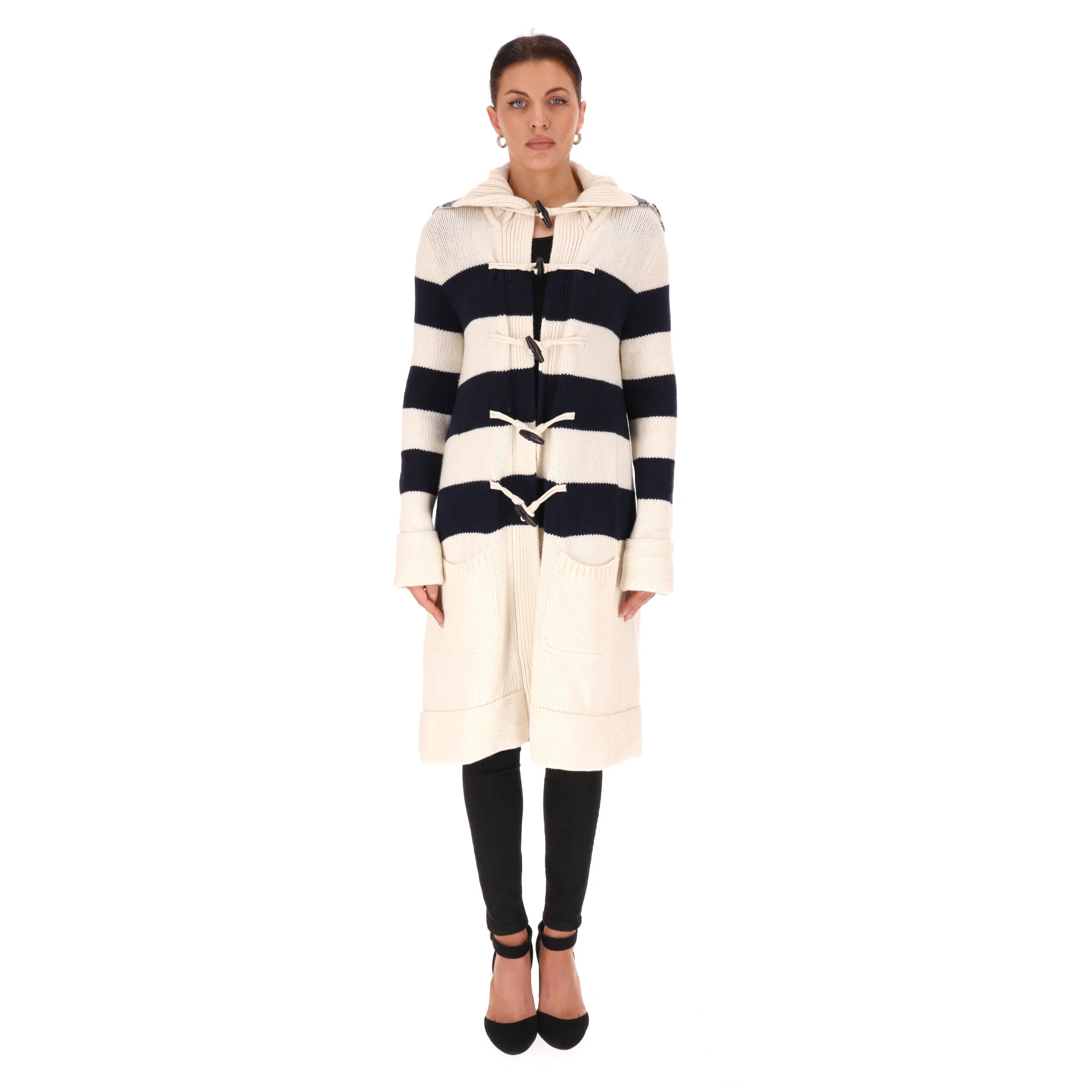 Christian Dior Cashmere & Wool Striped Logo Cardi/Coat. Size 40FR - Image 2
