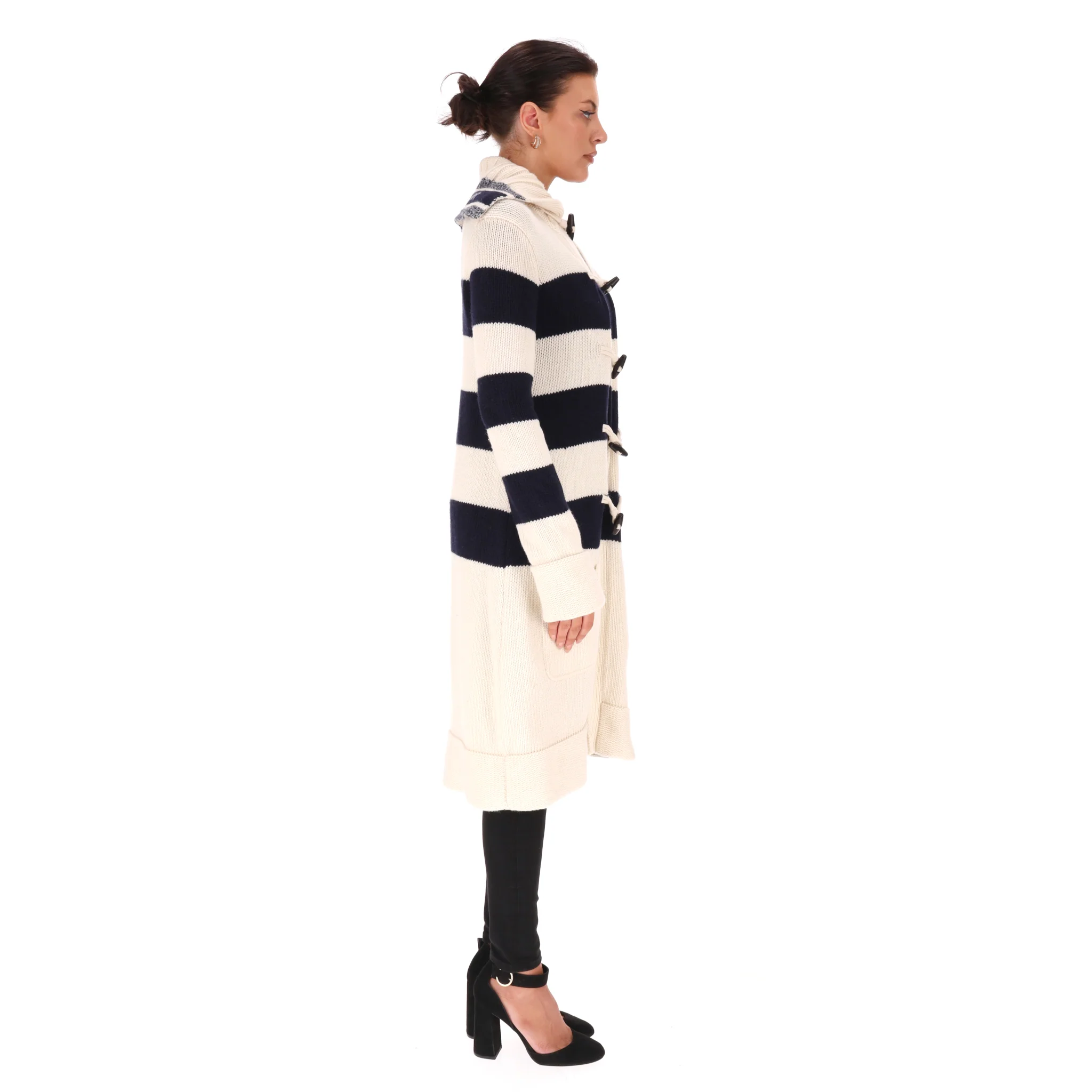 Christian Dior Cashmere & Wool Striped Logo Cardi/Coat. Size 40FR - Image 3