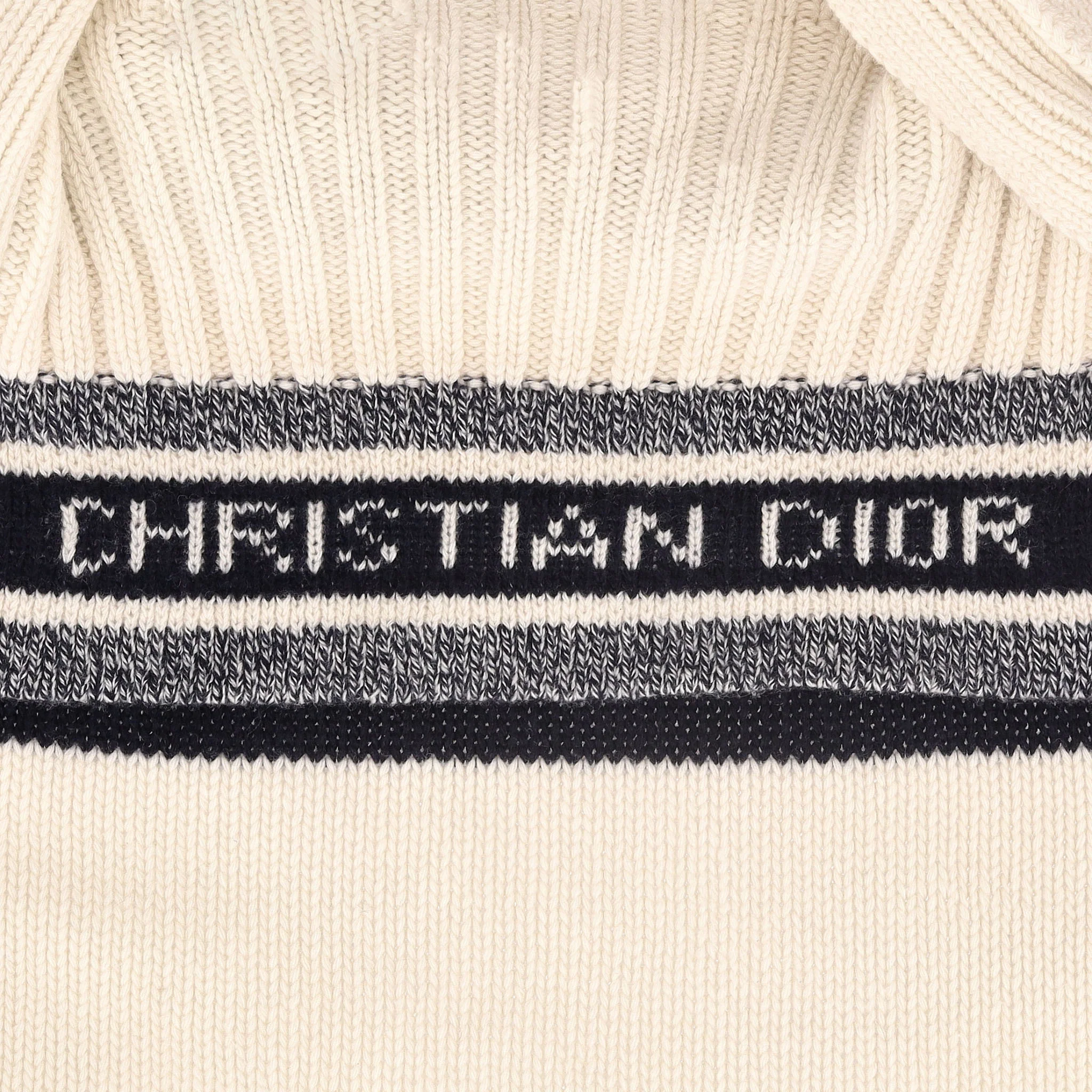 Christian Dior Cashmere & Wool Striped Logo Cardi/Coat. Size 40FR - Image 5