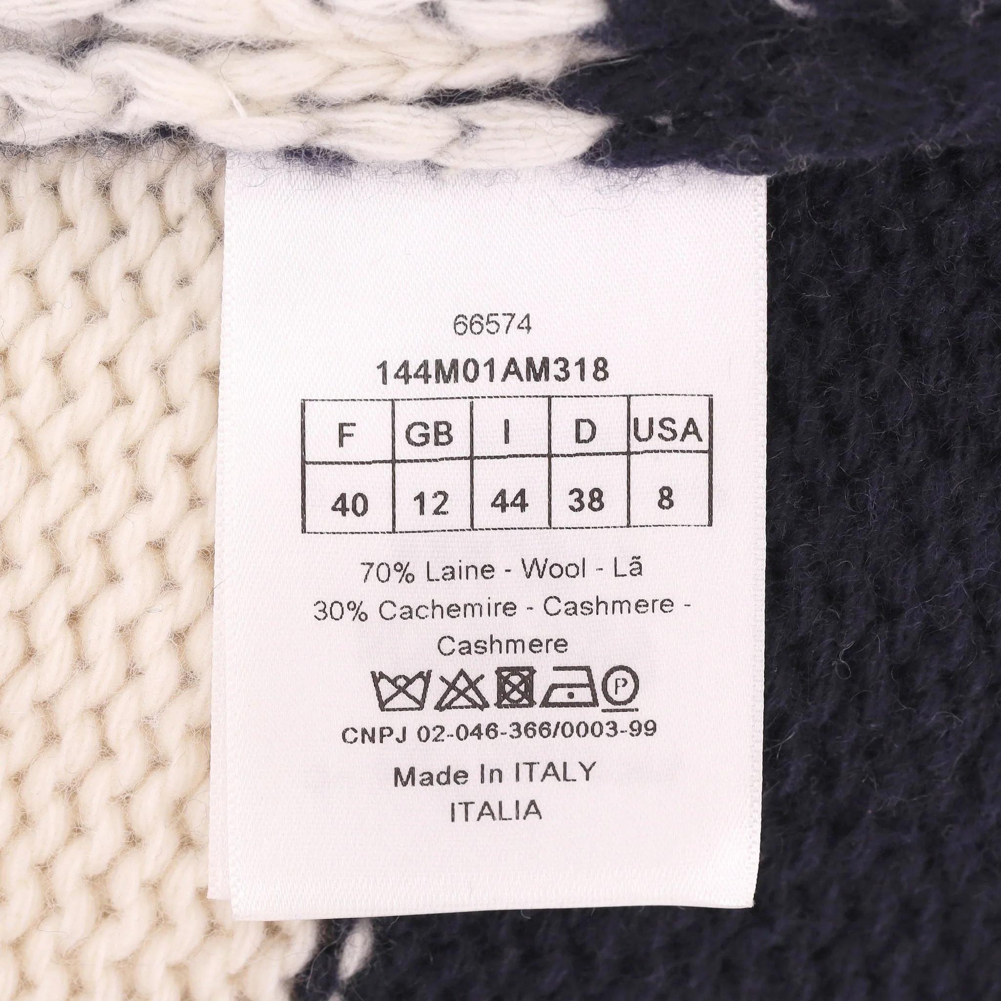 Christian Dior Cashmere & Wool Striped Logo Cardi/Coat. Size 40FR - Image 8
