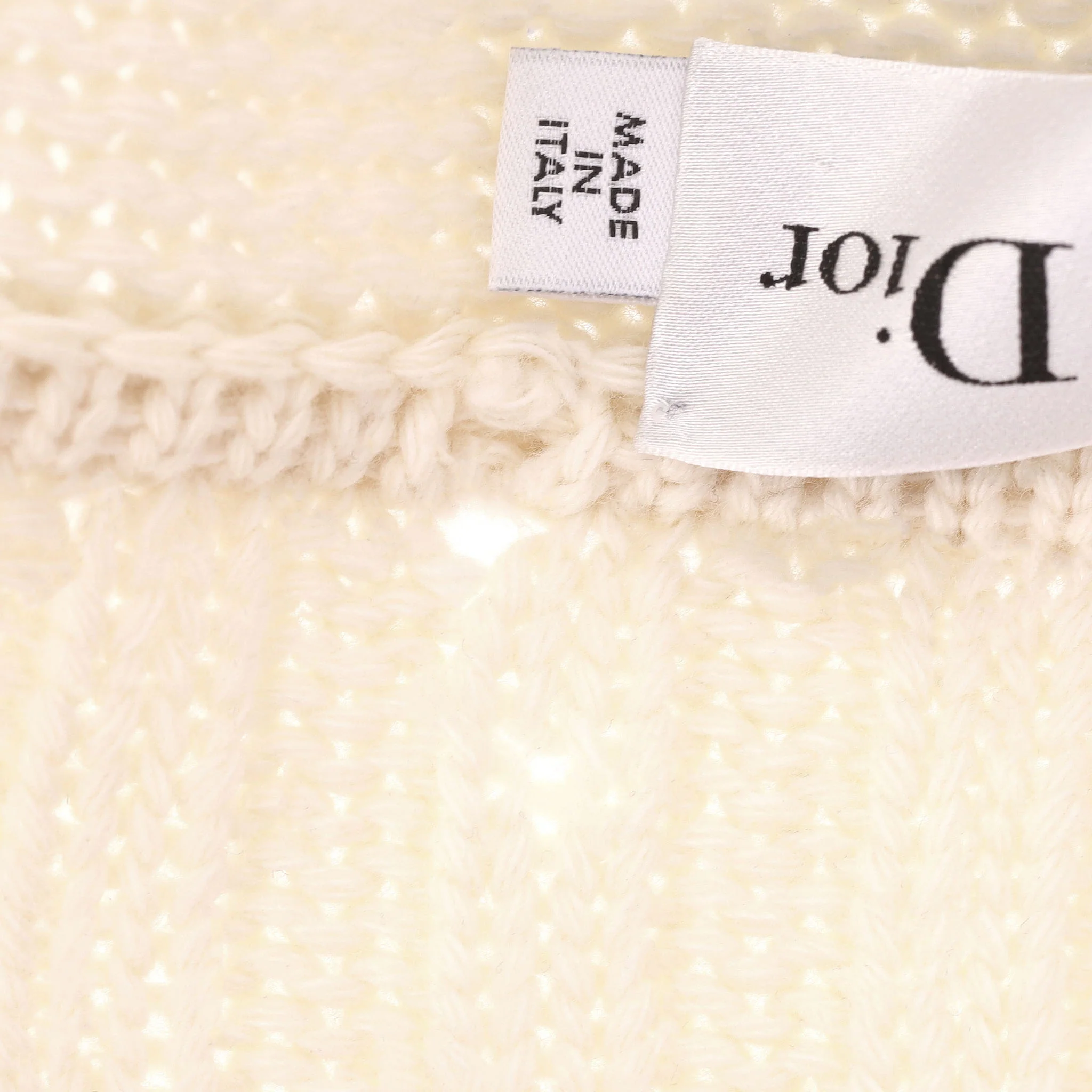 Christian Dior Cashmere & Wool Striped Logo Cardi/Coat. Size 40FR - Image 9