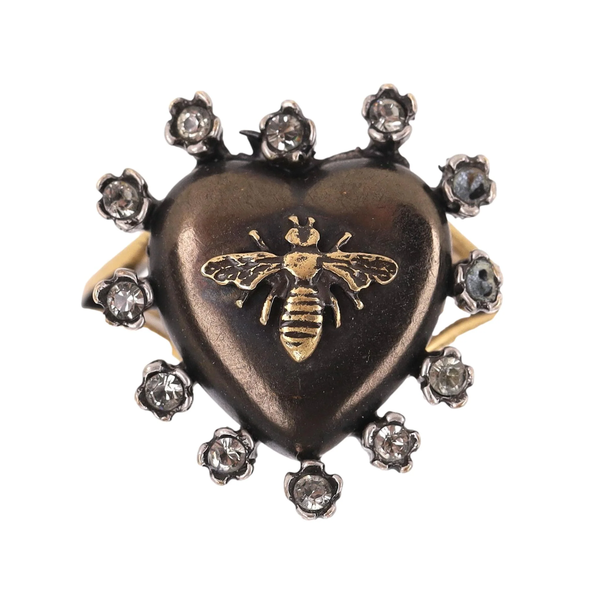 Dior Crystal Heart-Shaped Bee Ring - Image 4