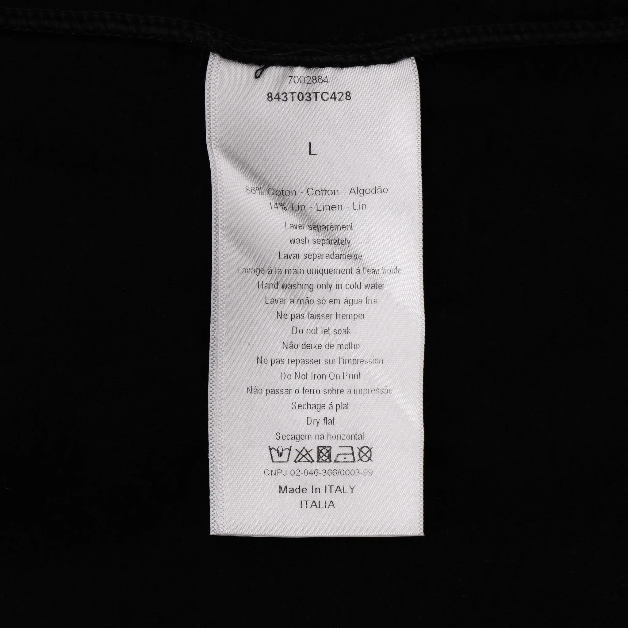 Christian Dior 'J'Adior 8' Cotton & Linen T-Shirt. Size L - Image 7