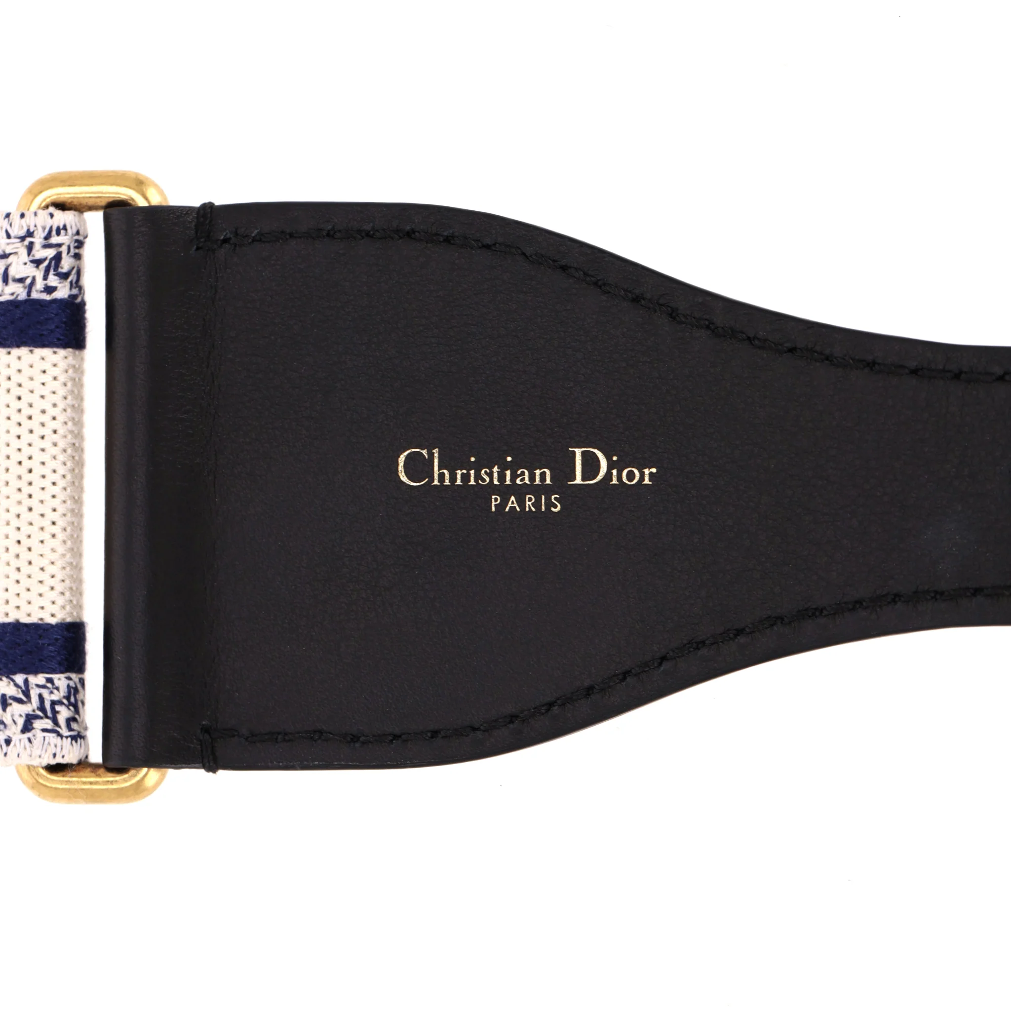 Christian Dior Logo Canvas & Leather Embroidered Belt - Image 8