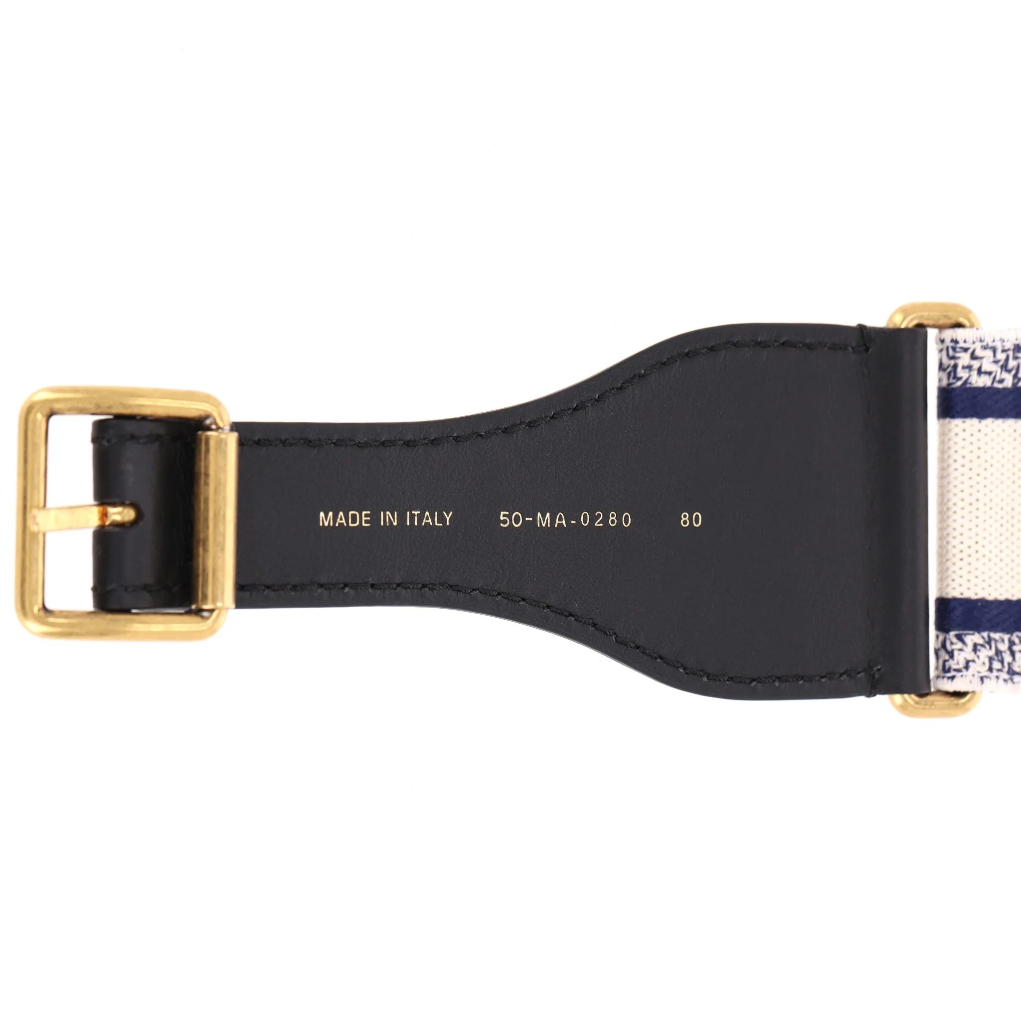 Christian Dior Logo Canvas & Leather Embroidered Belt - Image 9